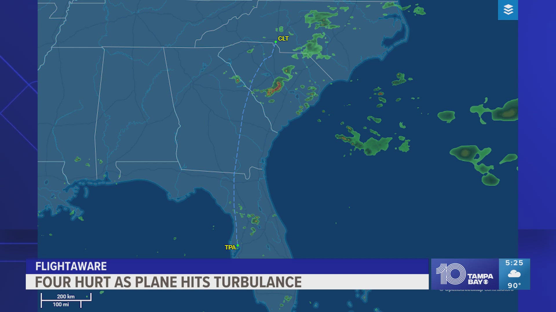 Passengers were not hurt, the airline said.