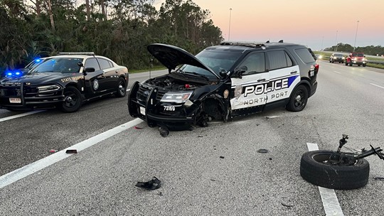 North Point Police Officials: Woman hit North Port police car while driving on I-75 | wtsp.com