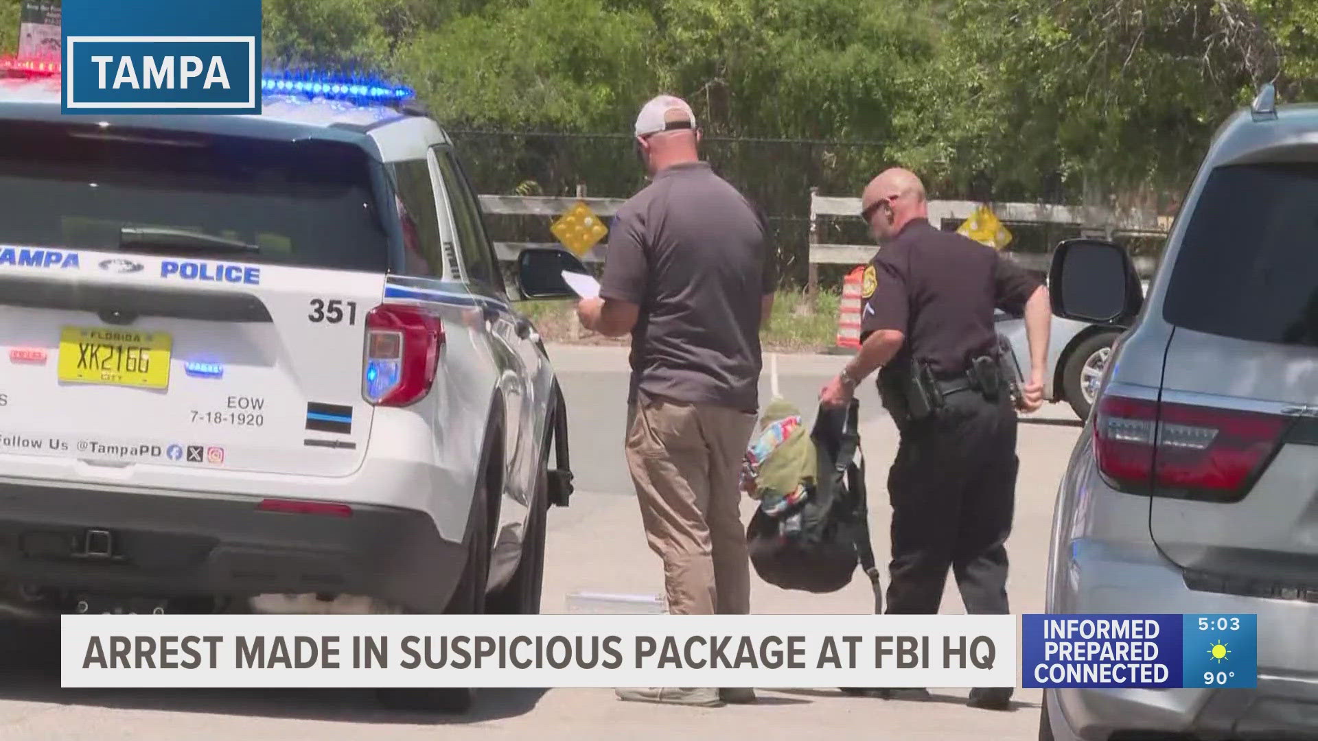 Investigators say the package was not dangerous but they have identified a person they believe was responsible for placing it. 