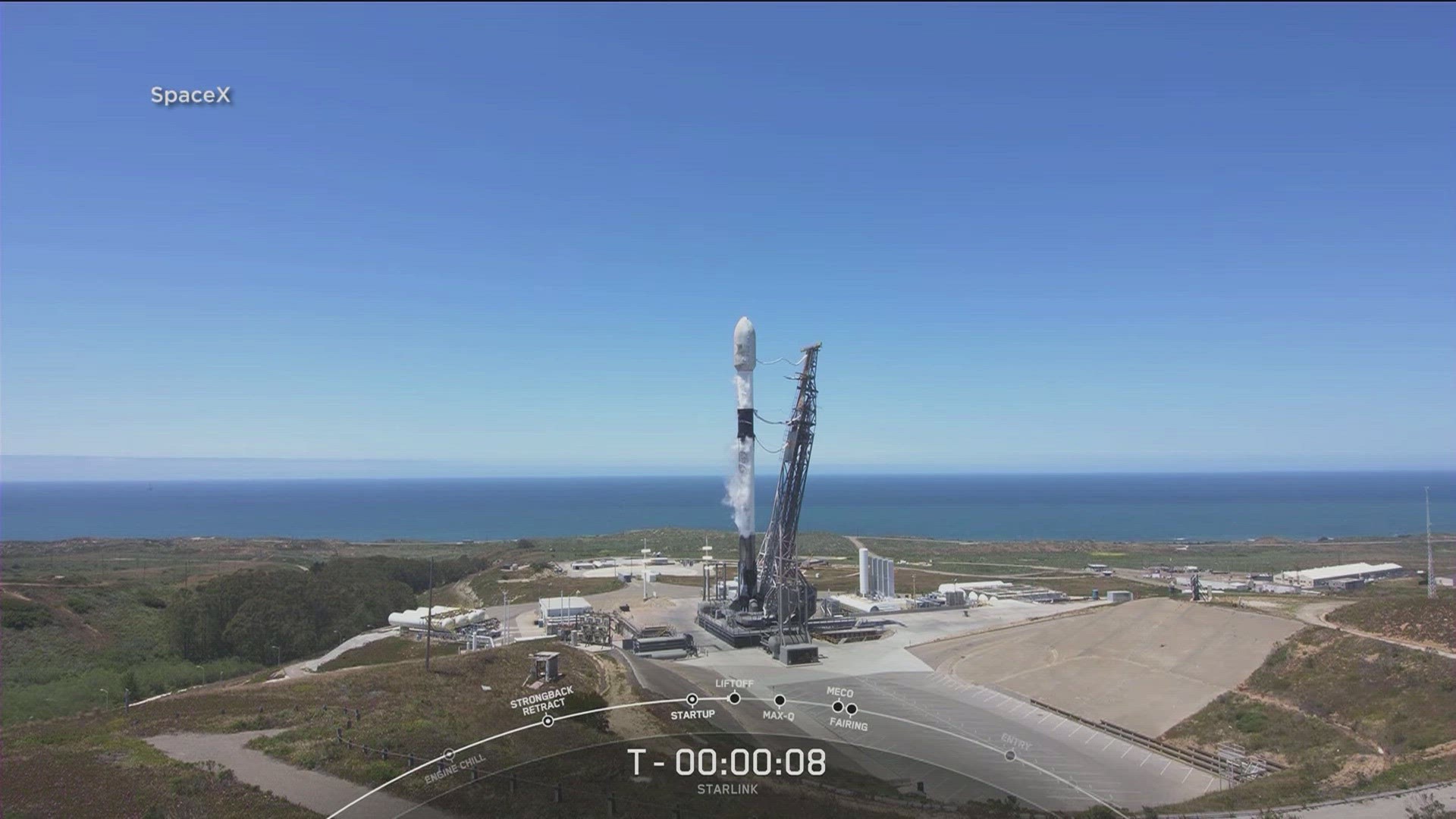 Spacex Launch Falcon 9 Rocket Starlink Satellite Vandenberg Air Force Base  