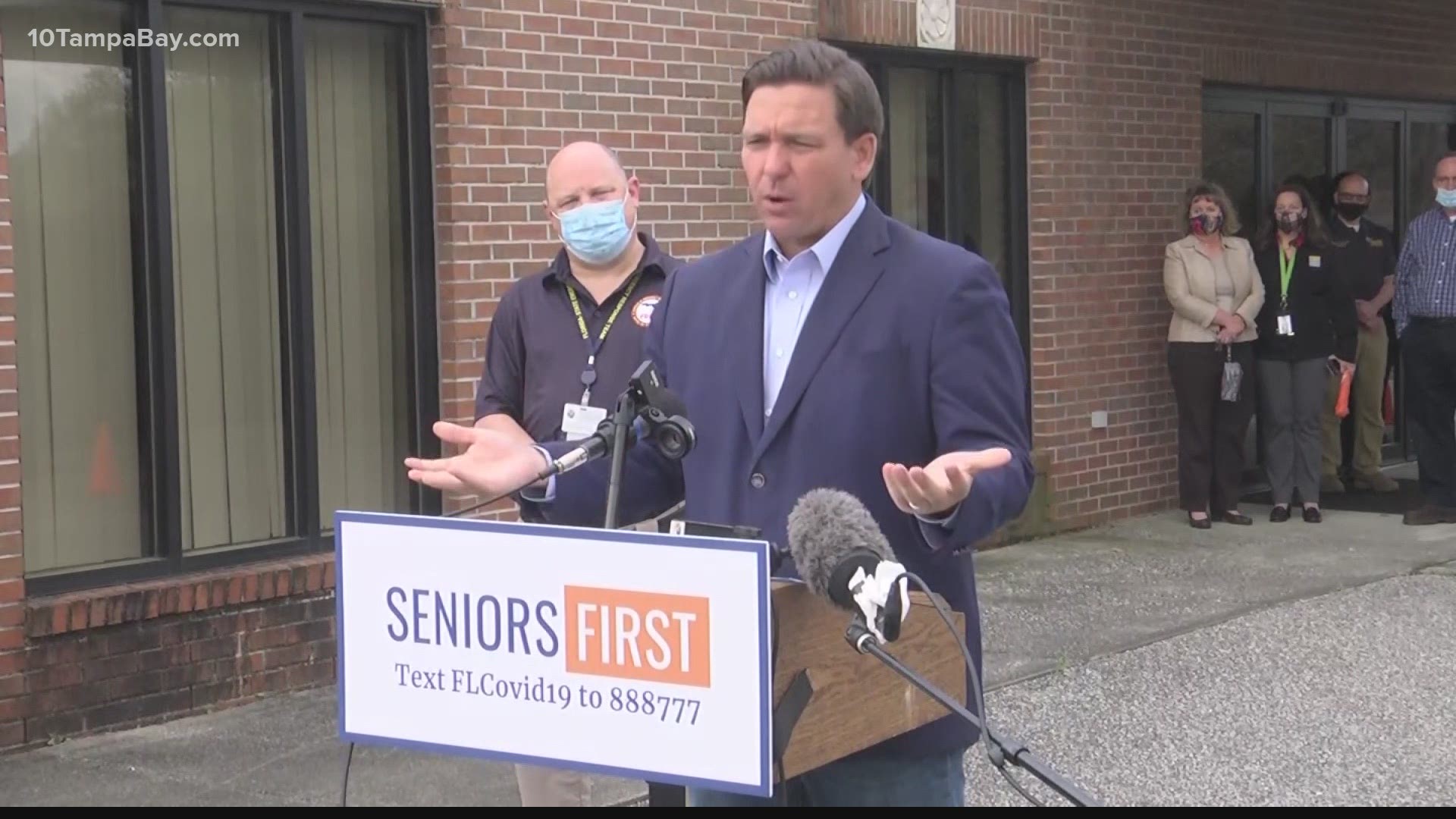 Gov. Ron DeSantis says vaccines will be available for everyone before the Biden administration's goal of May 1.