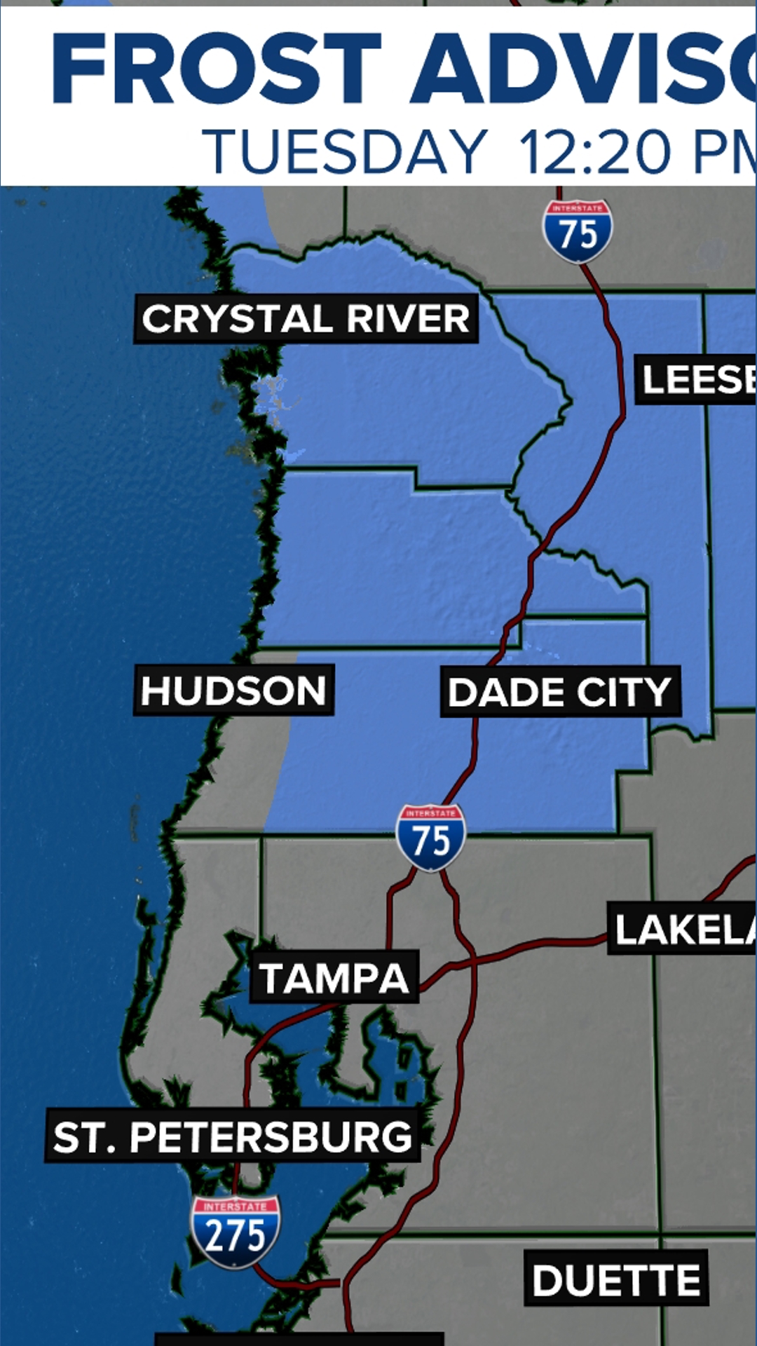 Weather Impact Alert: Frost advisory issued for parts of Tampa Bay area ...