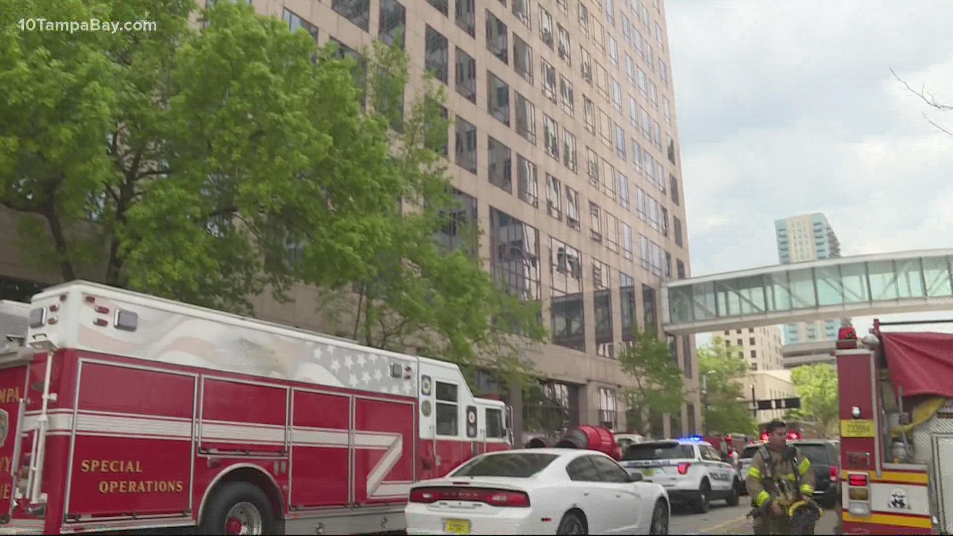 The substance was apparently mailed to the building in a baggy inside and envelope, according to firefighters.