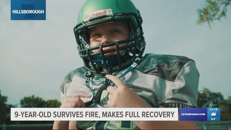 Seffner boy rescued from fire makes full recovery, returns to the football field
