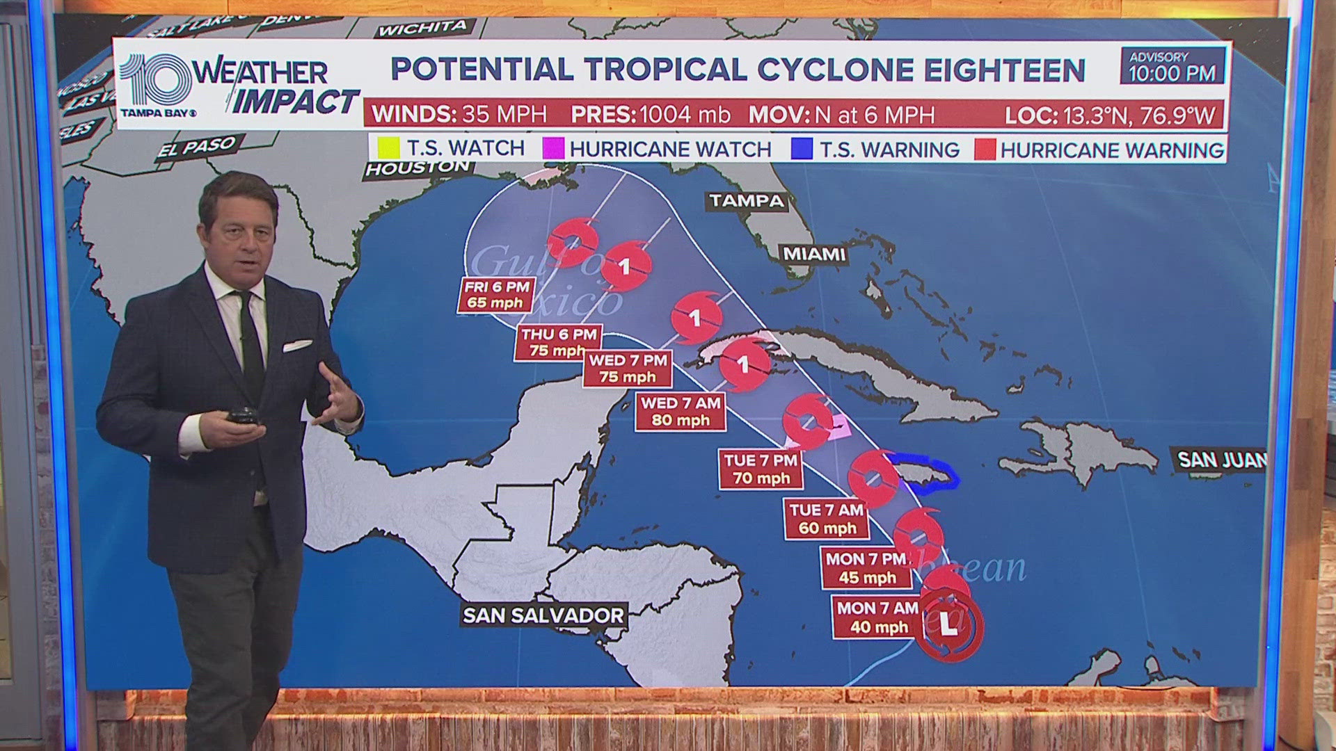 The system is projected to become a hurricane in the northwestern Caribbean.