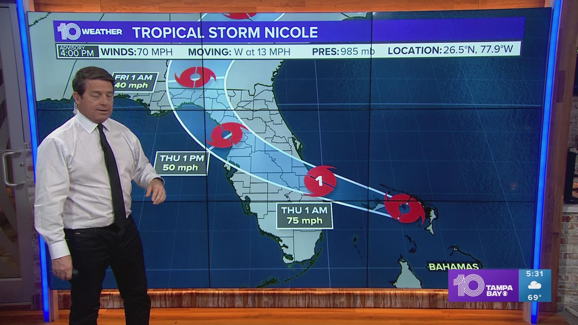 The entire Tampa Bay area is under a tropical storm warning as conditions are expected to go downhill as early as Wednesday evening.