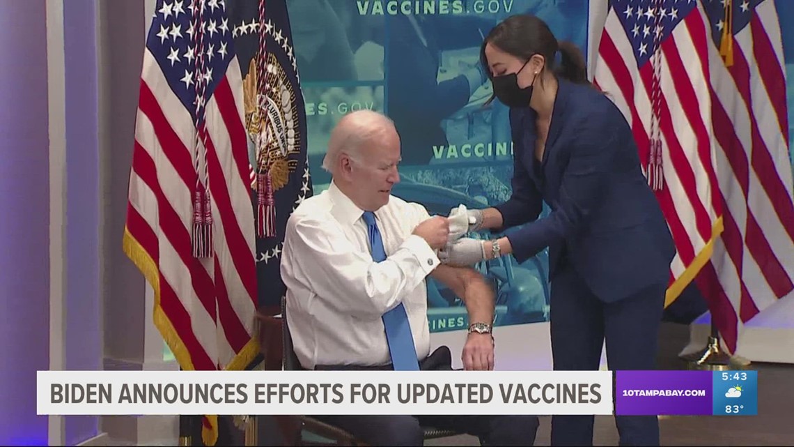 Biden receives updated COVID-19 booster shot, promotes vaccine