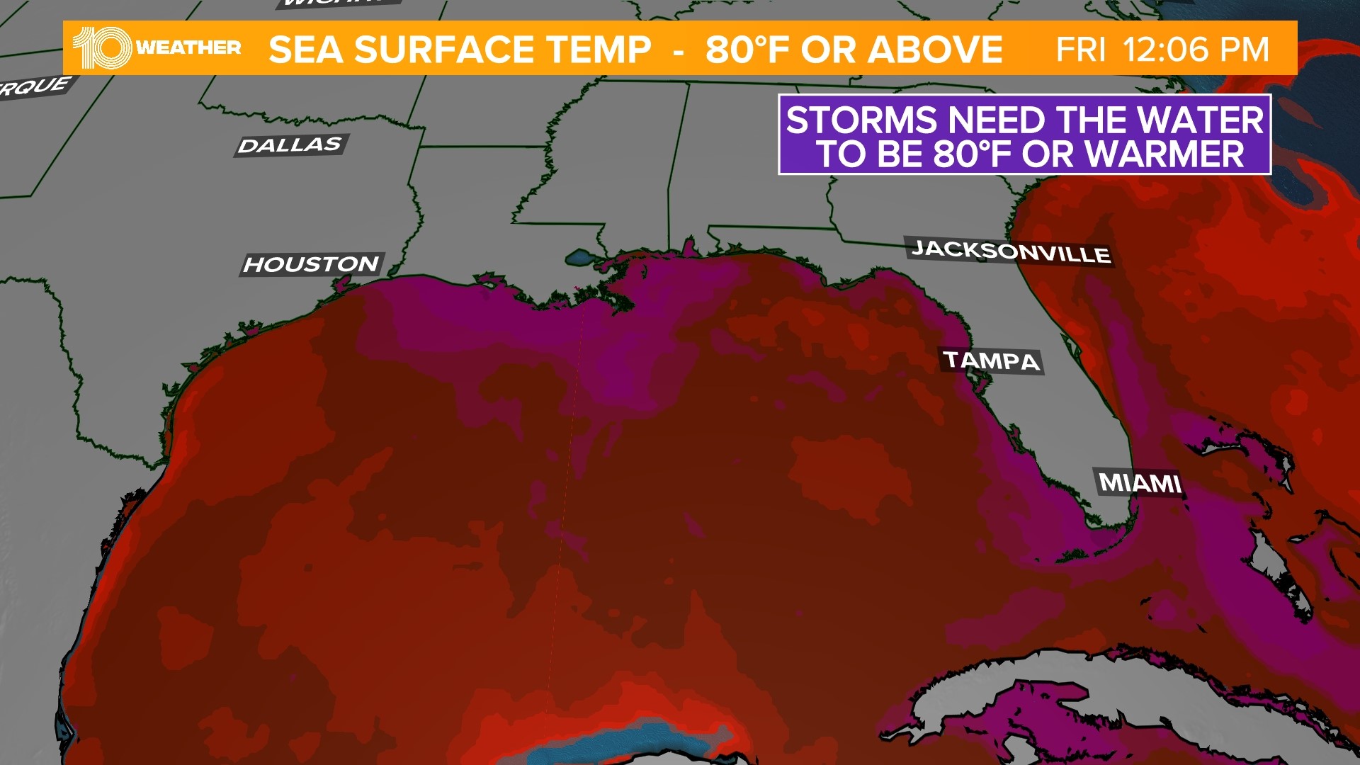 Gulf of Mexico water temperature hits 90 degrees
