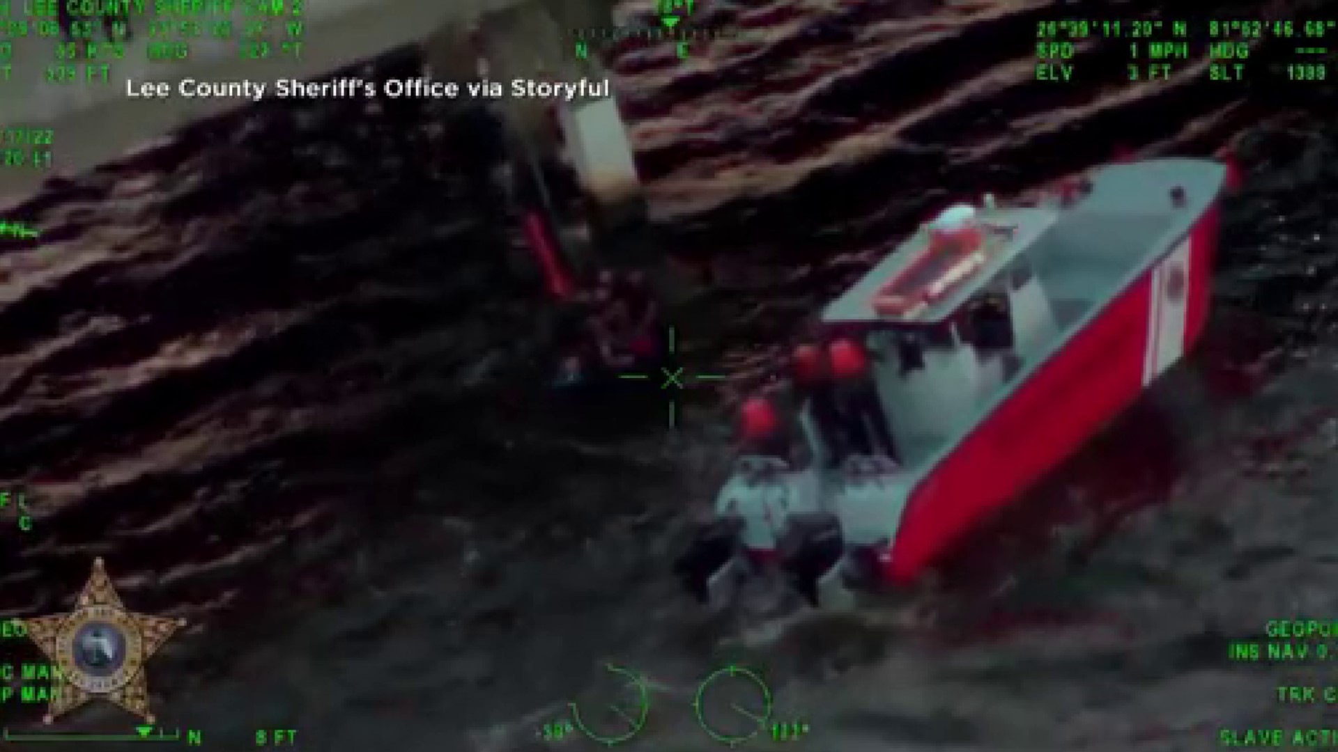 Footage released by the Lee County Sheriff's Office shows the moment the truck crashes off the bridge. Later, deputies are performing CPR on the man.