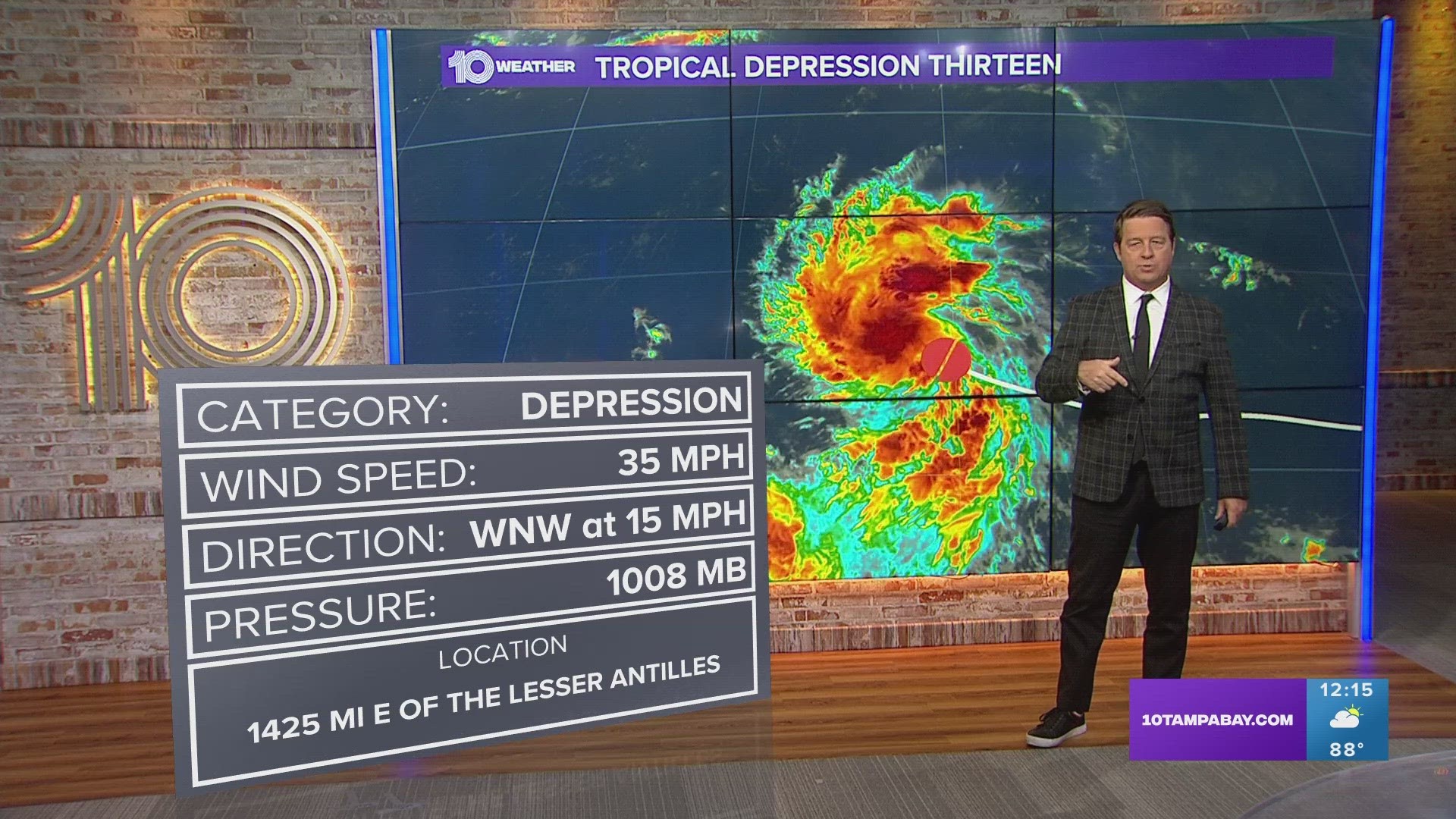 Tropical Depression Thirteen is currently forecast to continue gaining strength over the next few days, developing into a hurricane by the weekend.