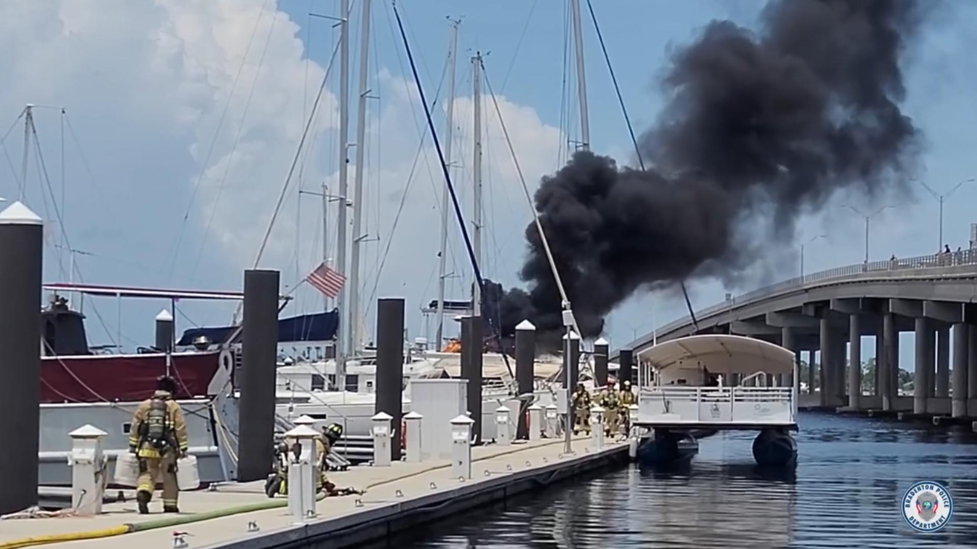No one was hurt by the fire that shut down a portion of the Bradenton Riverwalk on Monday afternoon.