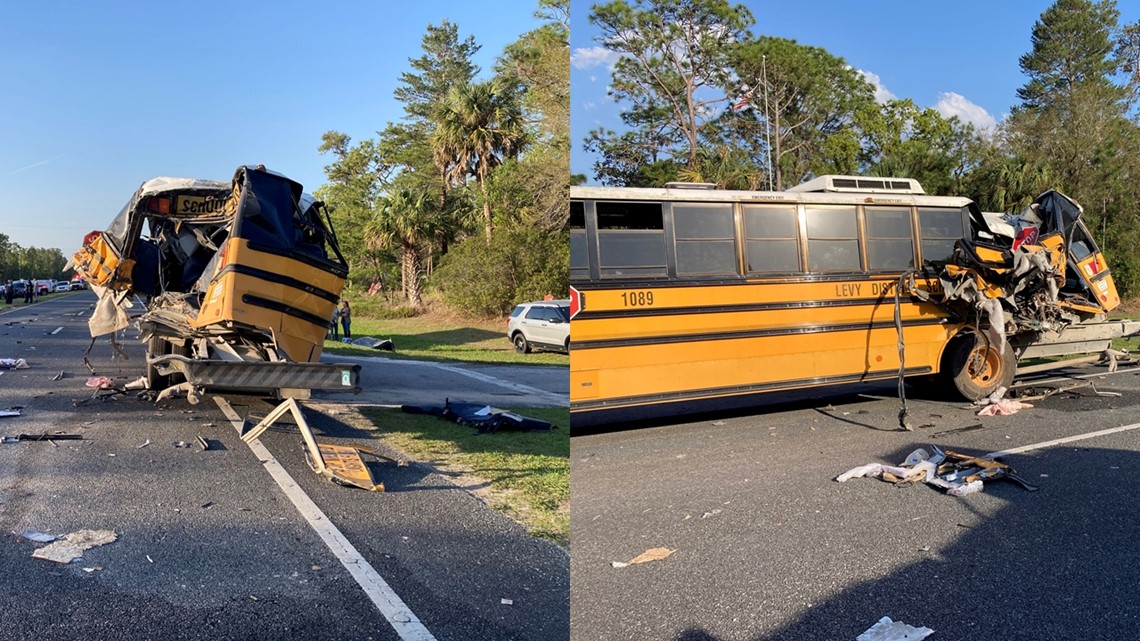 2 students hurt when school bus and semi-truck crash in Levy Co. | wtsp.com