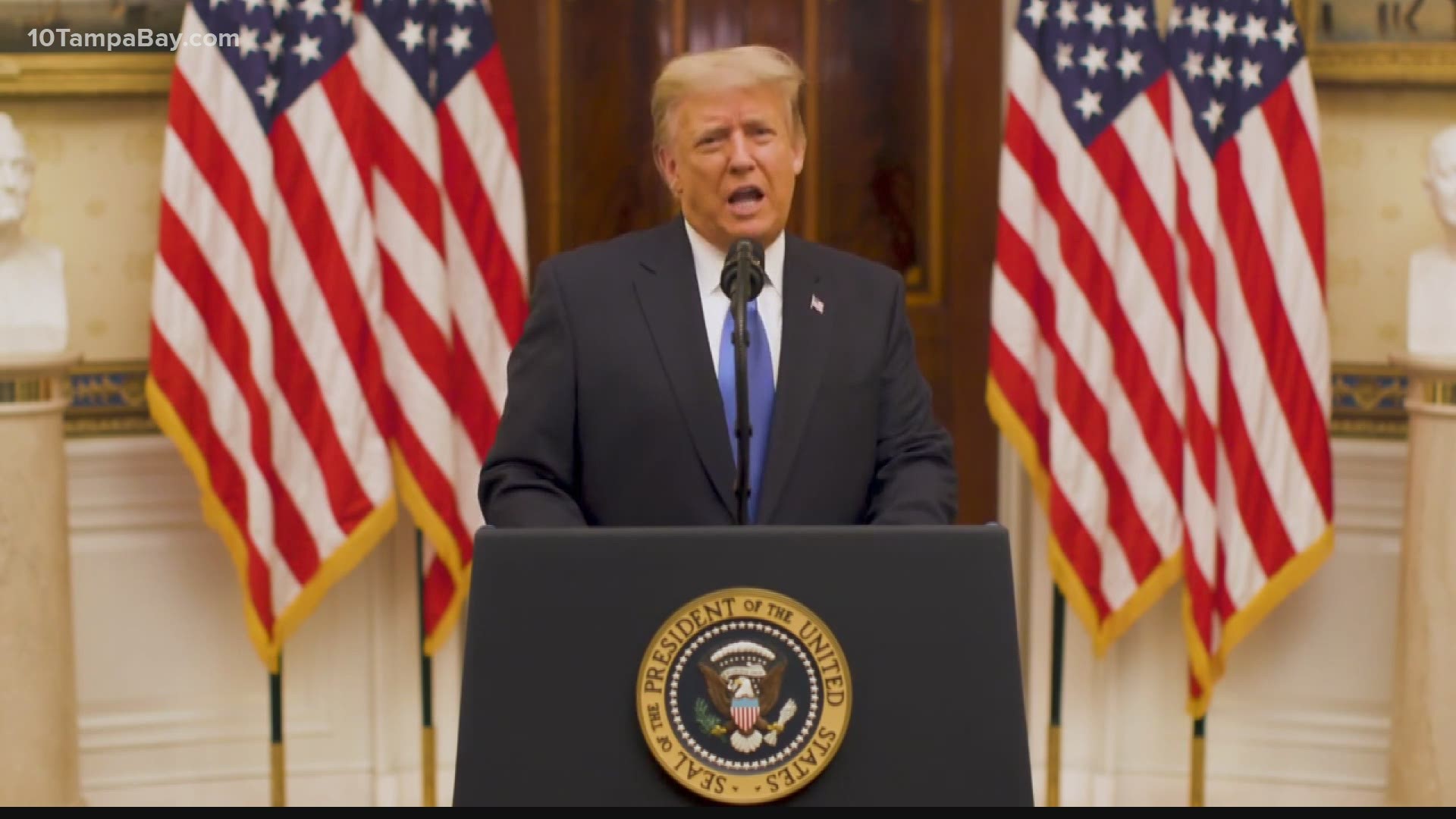 On his last full day in office, Trump leaves his final remarks in a video message from the White House.