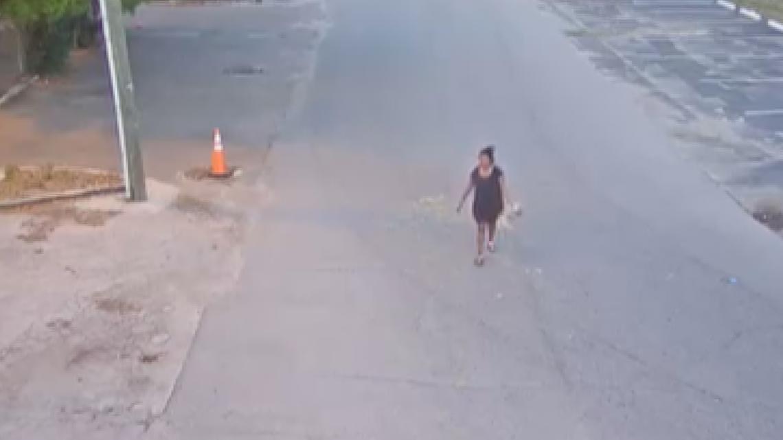 Real Time Crime Center cameras caught the moment a 33-year-old woman threw a dog "not once, but twice" on an asphalt surface.