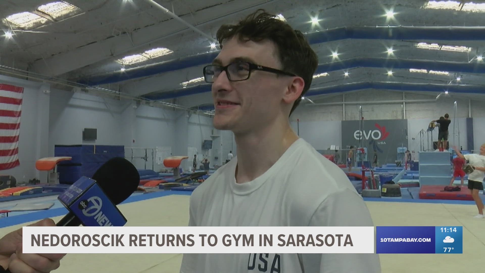 Nedoroscik trains with his fellow U.S. gymnastics teammate Brody Malone at EVO Gymnastics.