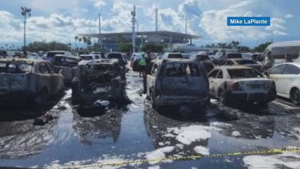 About a dozen cars catch fire at Hard Rock Stadium parking lot