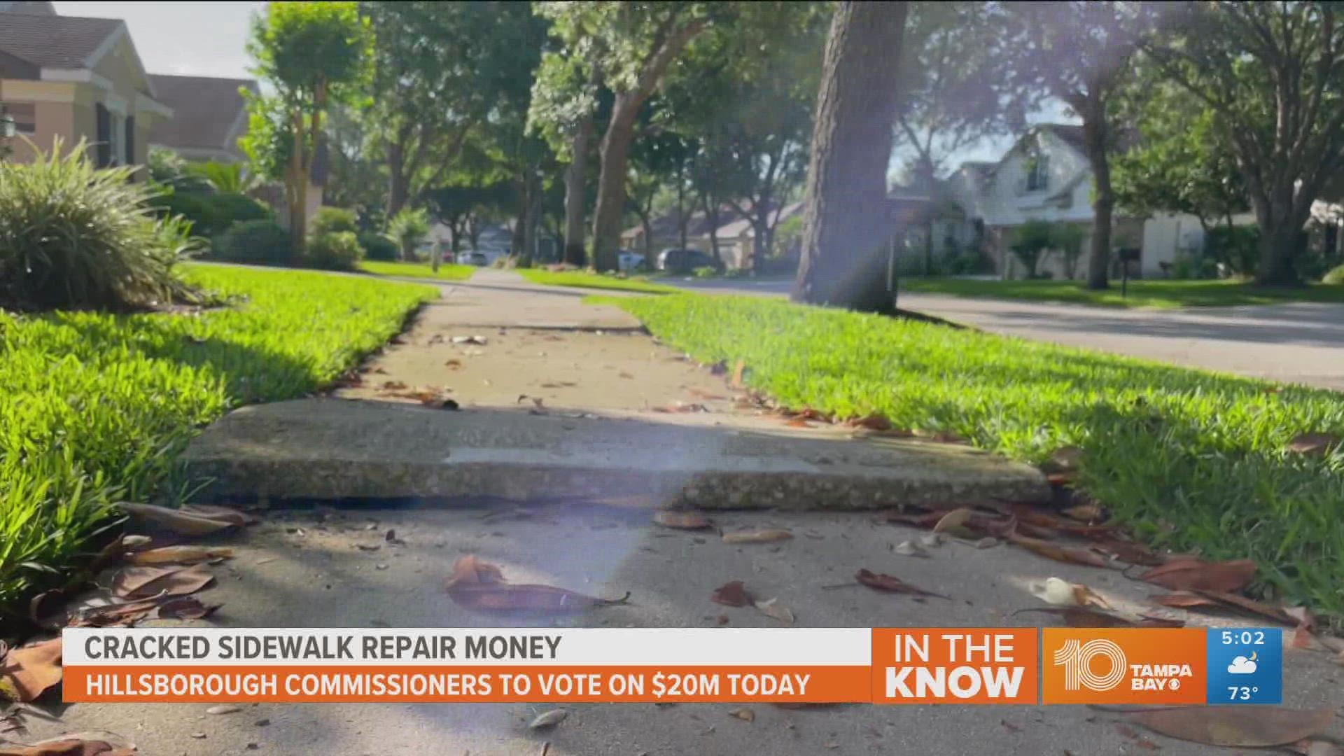 Hillsborough County commissioners to consider $20M for sidewalk repairs