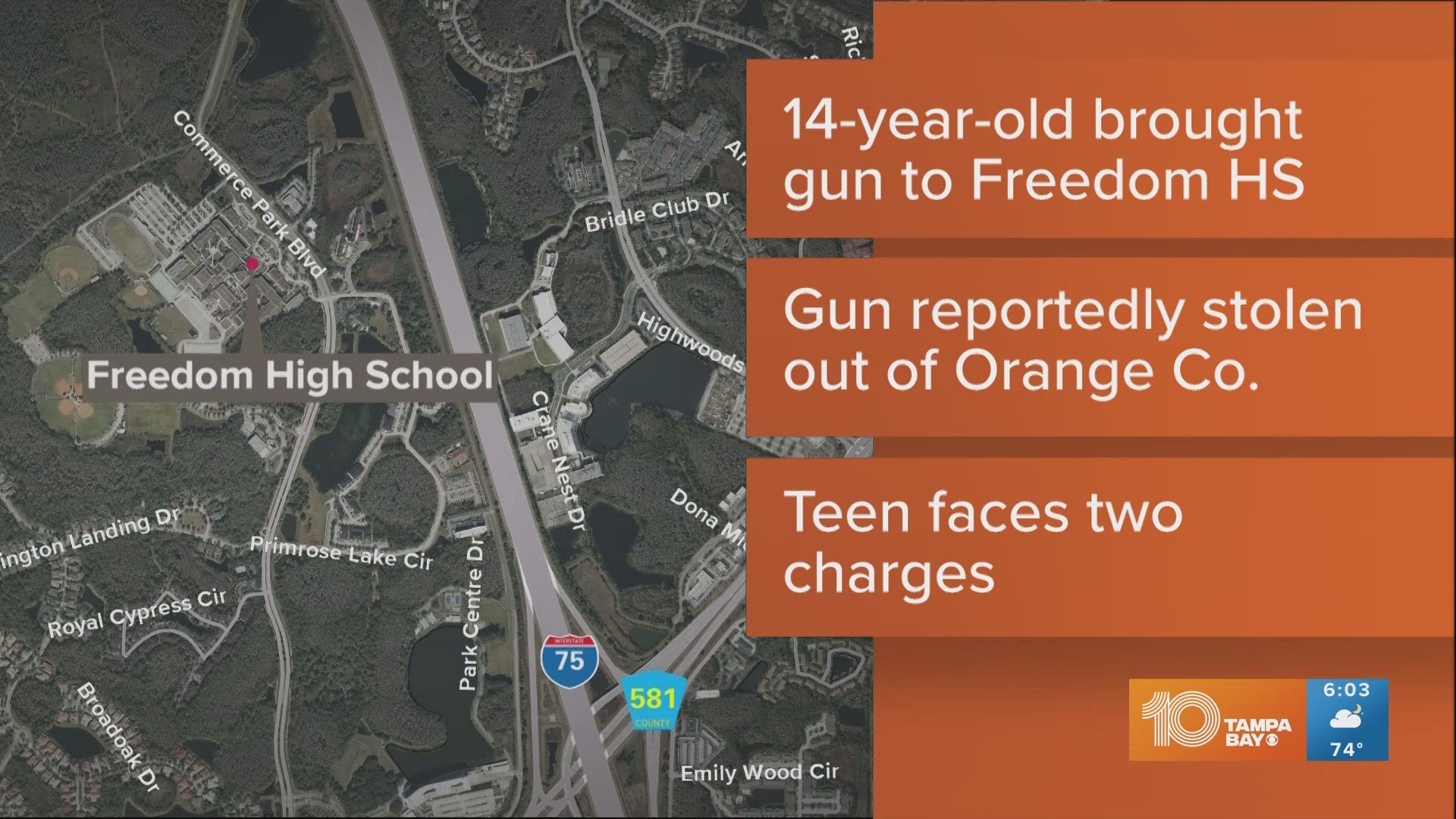 The 14-year-old had a loaded 9 millimeter gun in his book bag. The gun had been reported stolen.