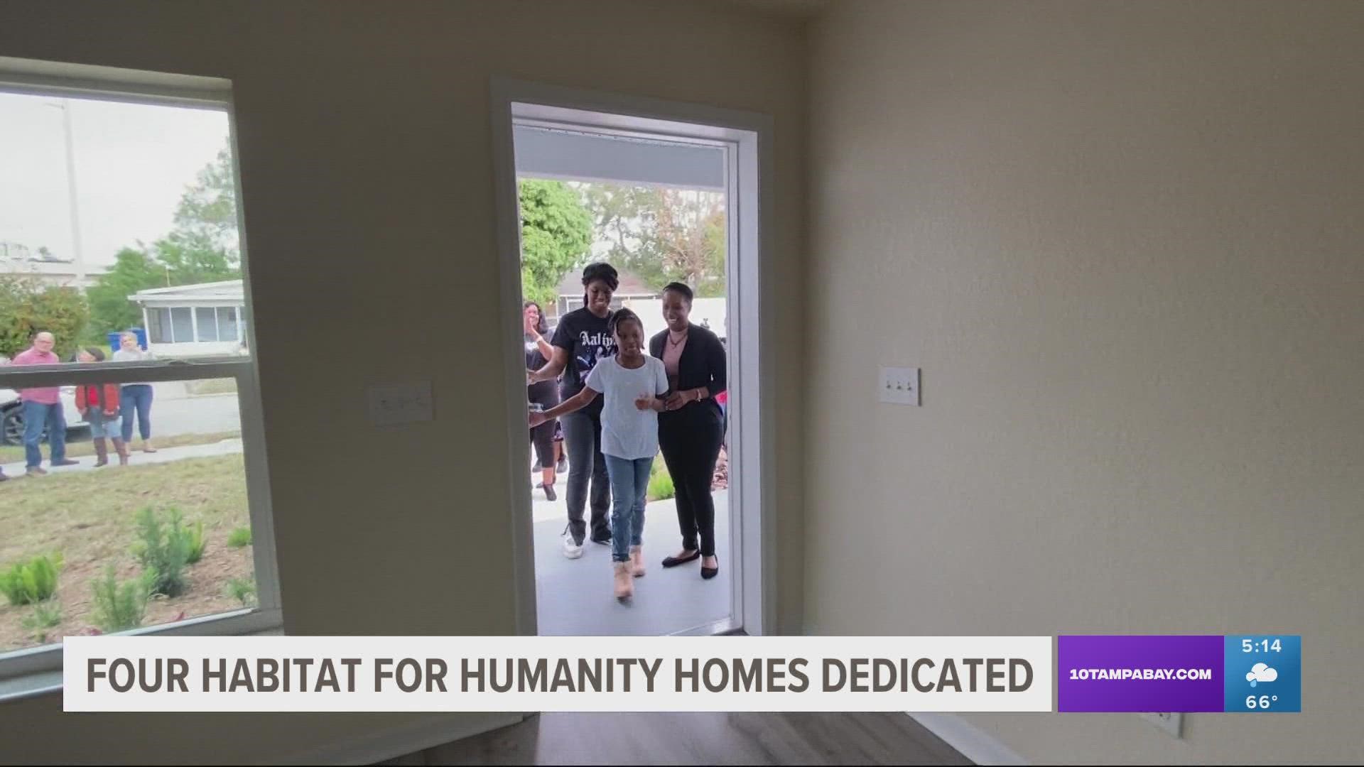 Days before Christmas, four Tampa Bay families will be settling into their new homes, thanks to Habitat for Humanity.
