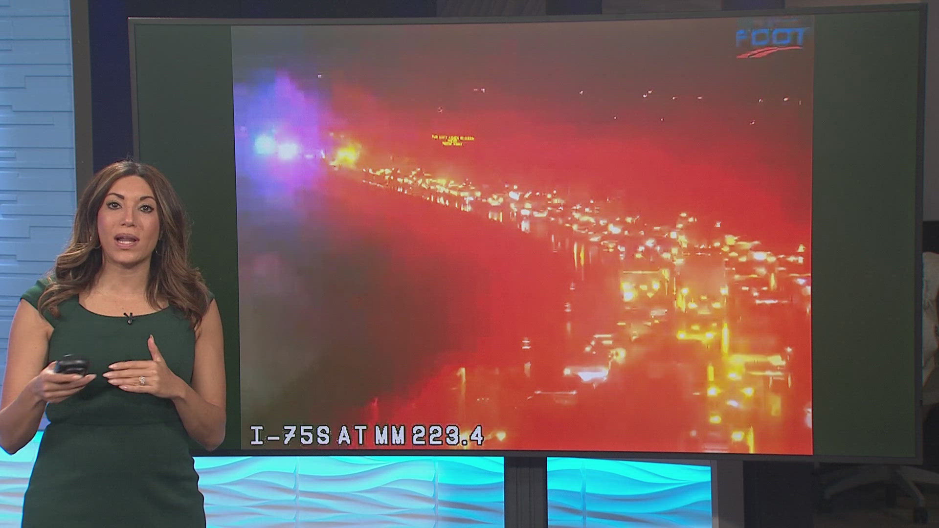 Traffic heavily backed up on southbound I-75 in Manatee County due to a crash near State Road 64. All lanes are currently blocked. 