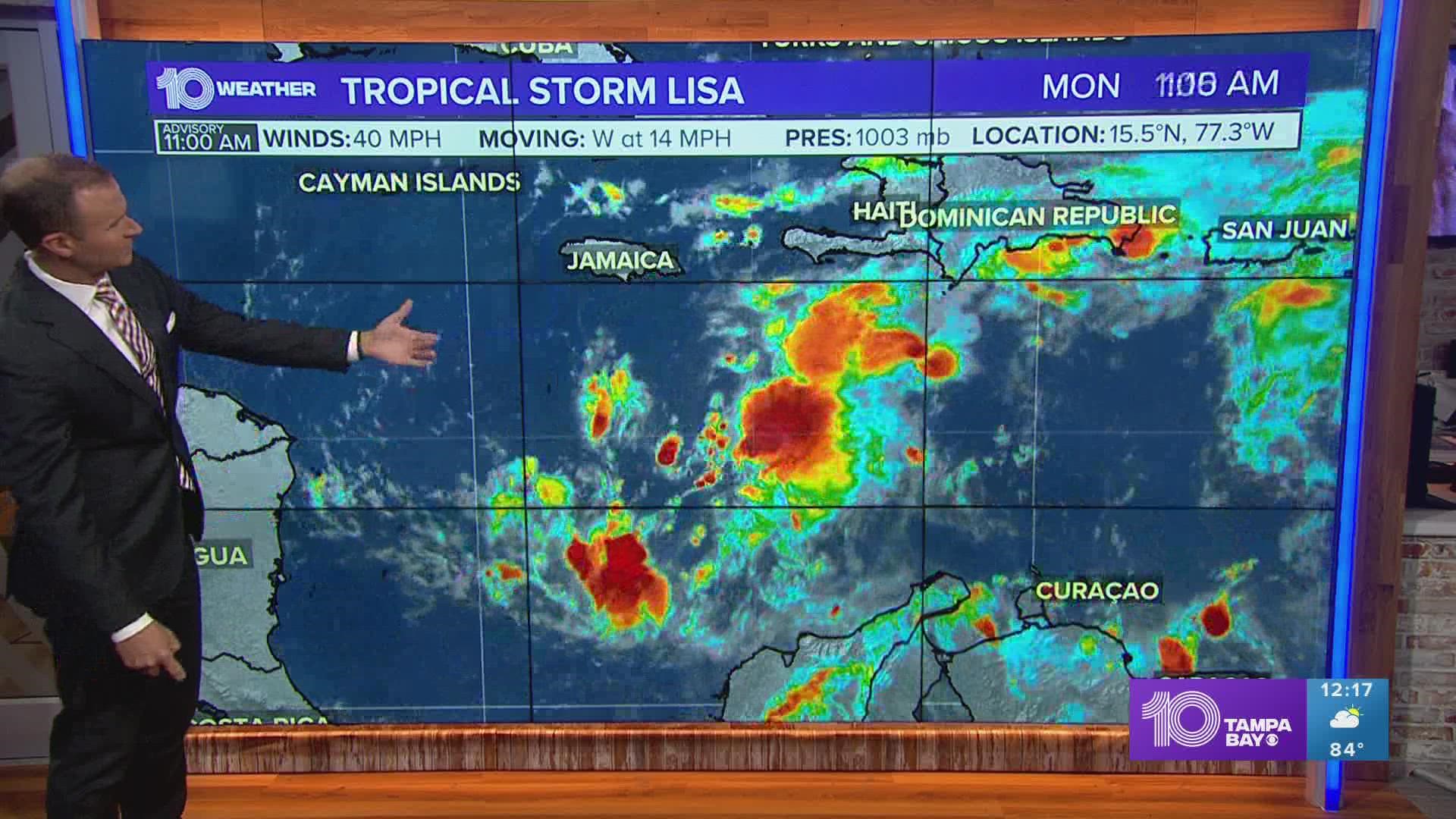 Lisa is expected to gradually strengthen over the next few days, according to the National Hurricane Center.