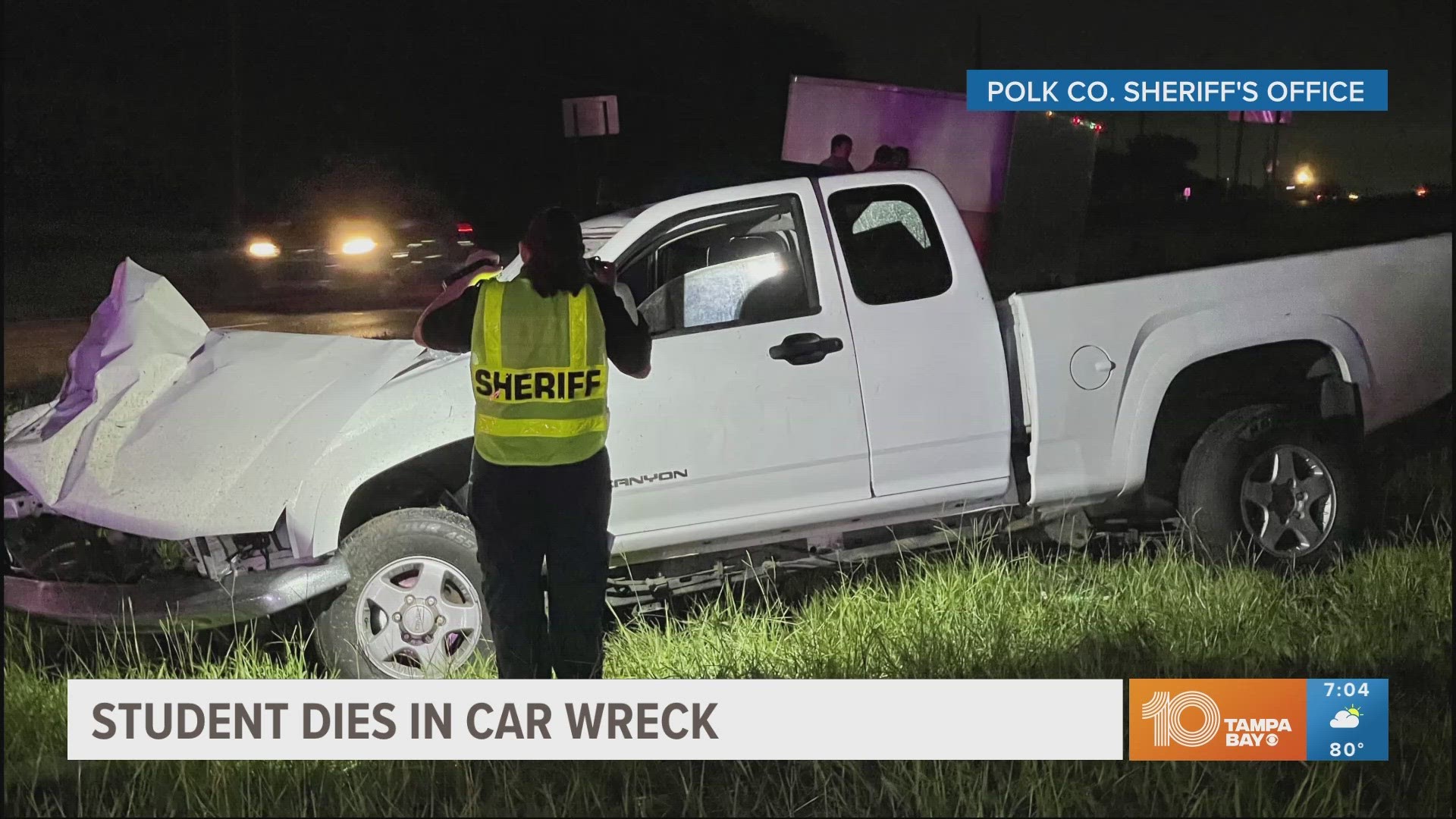 The student lost control of his truck while attempting to pass another vehicle.