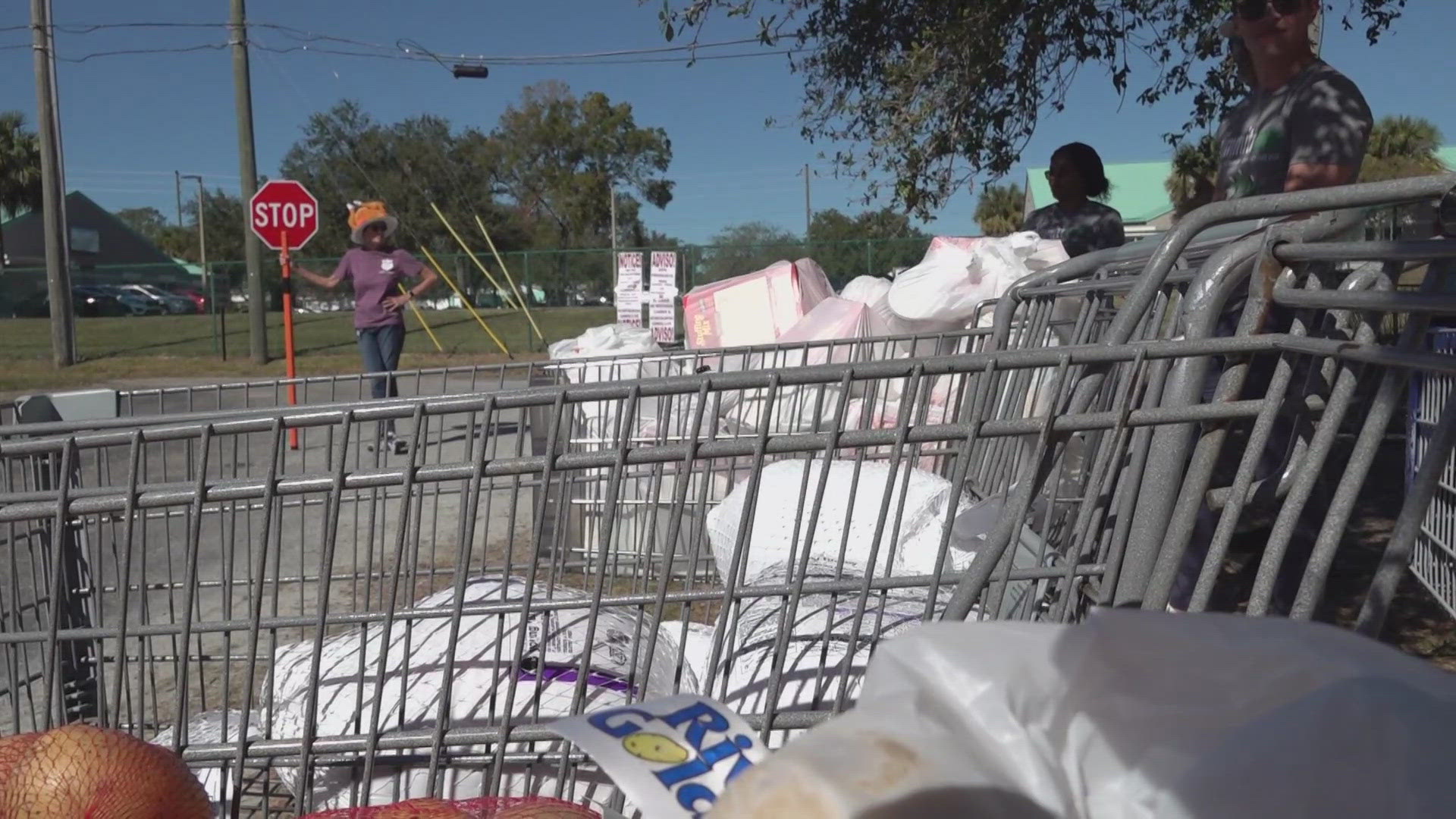 Many in the area are still recovering from the effects of Hurricanes Helene and Milton. An anonymous donor provided the turkeys that were given out.