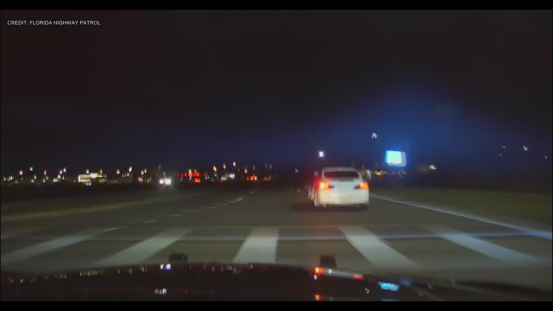 After the car made a U-Turn, the trooper was able to conduct a PIT maneuver and end the pursuit.