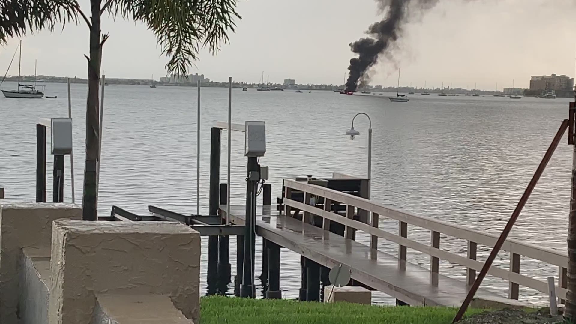 Severe weather made its way across Tampa Bay Saturday. Video shows a boat at Boca Ciega Bay in  Gulfport and the boat starting on fire after witness say lightning struck it.