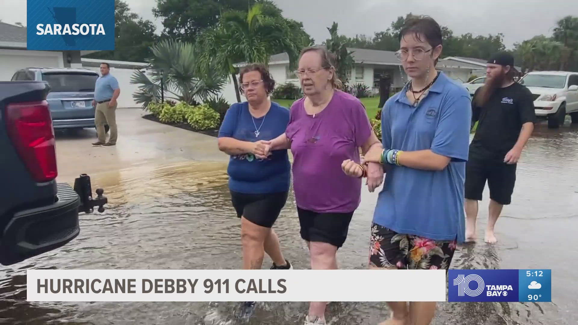 911 calls from Sarasota residents during Hurricane Debby highlight the severity of the storm's impacts.