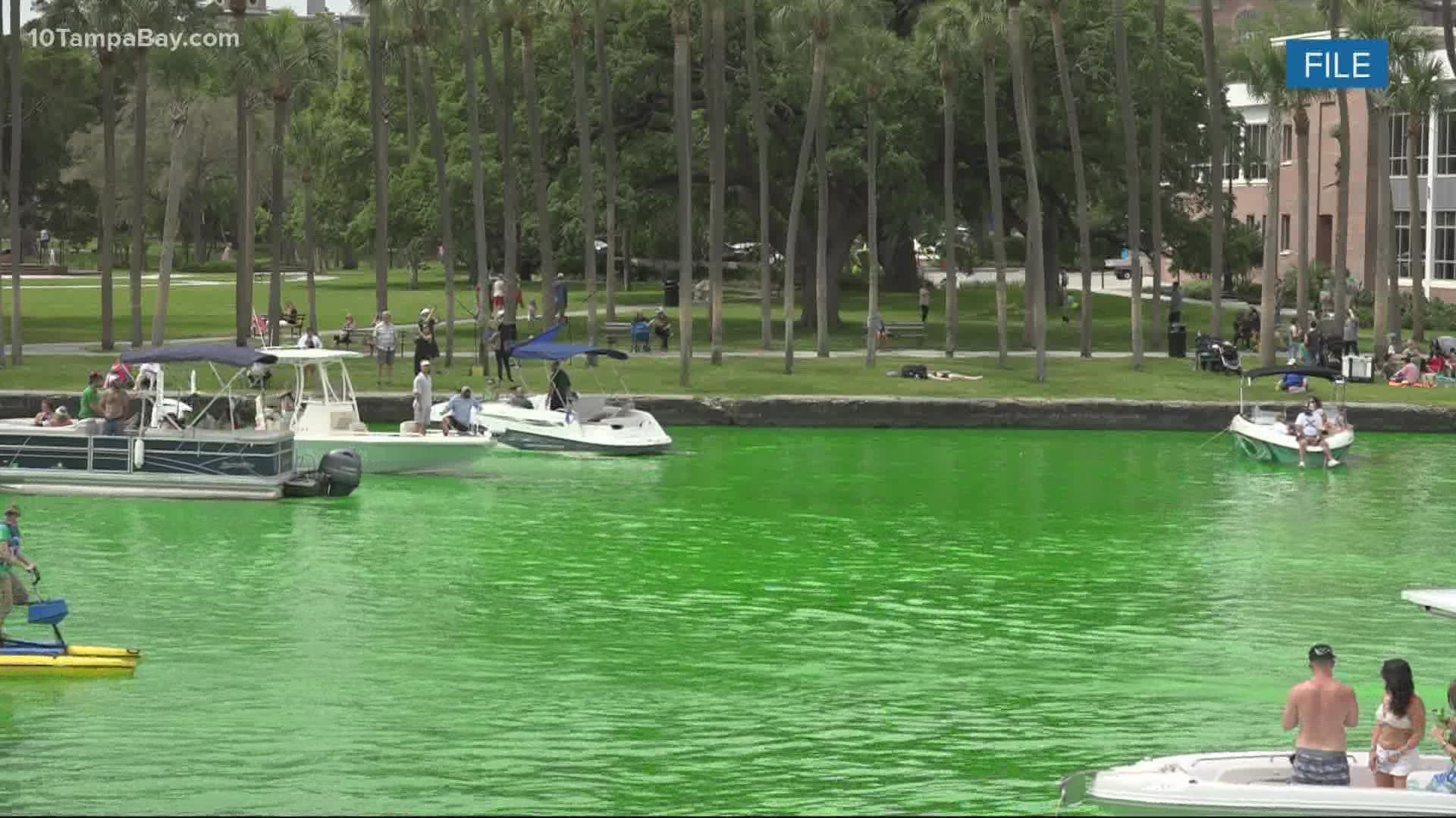 The long-awaited event will now kick-off at 11 a.m. Sunday with the Hillsborough River transforming into a bright shade of green.