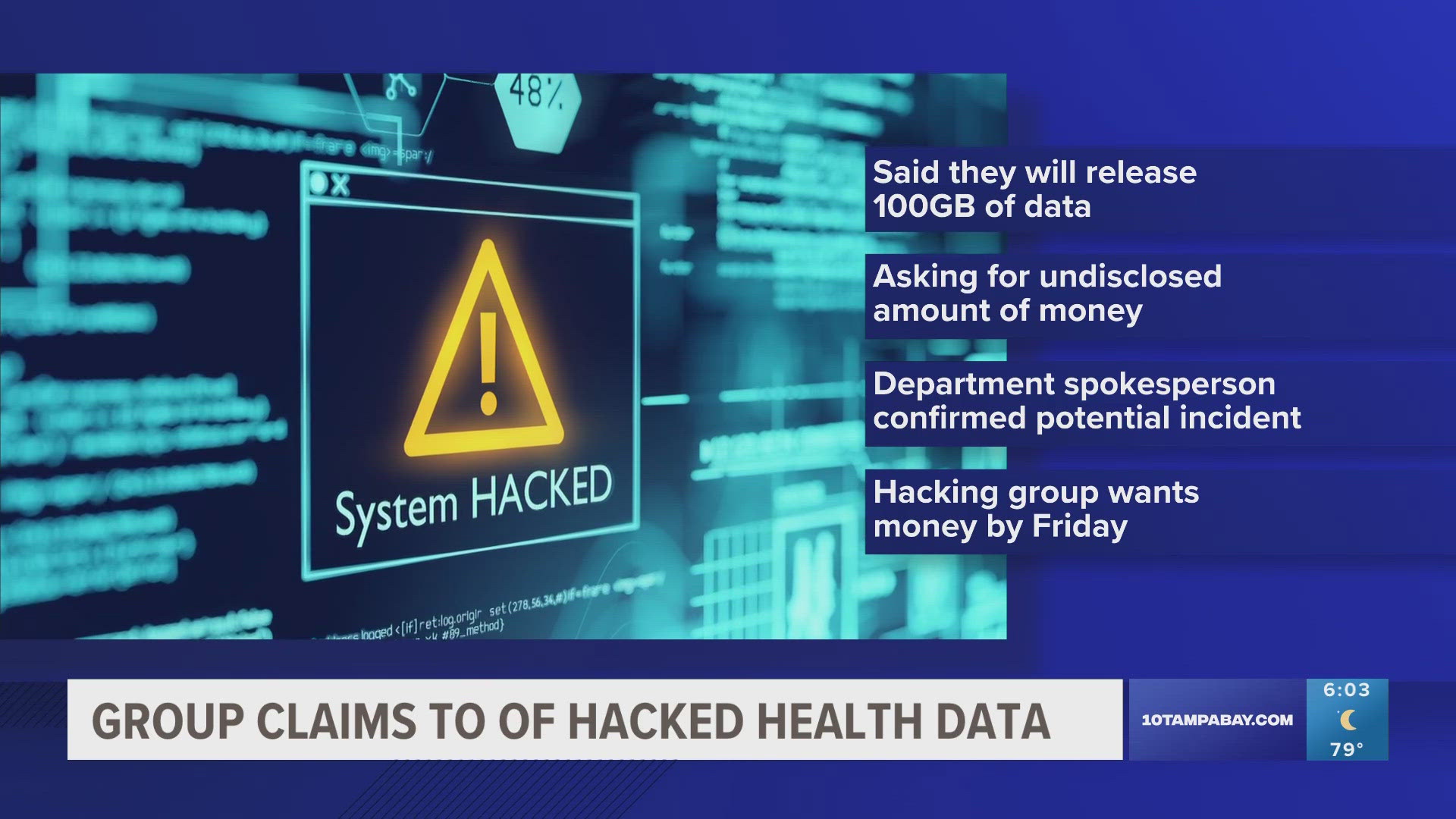 The state health department confirmed it experienced a possible cyber event.