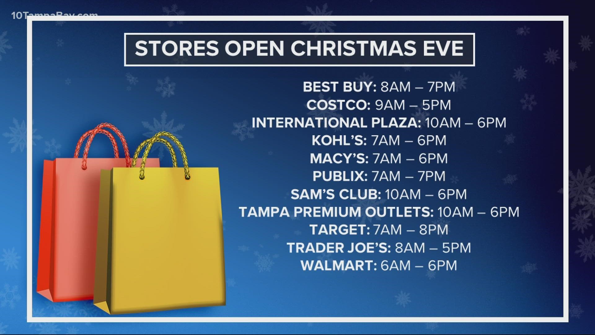 2021 Christmas Eve store hours  wtsp.com