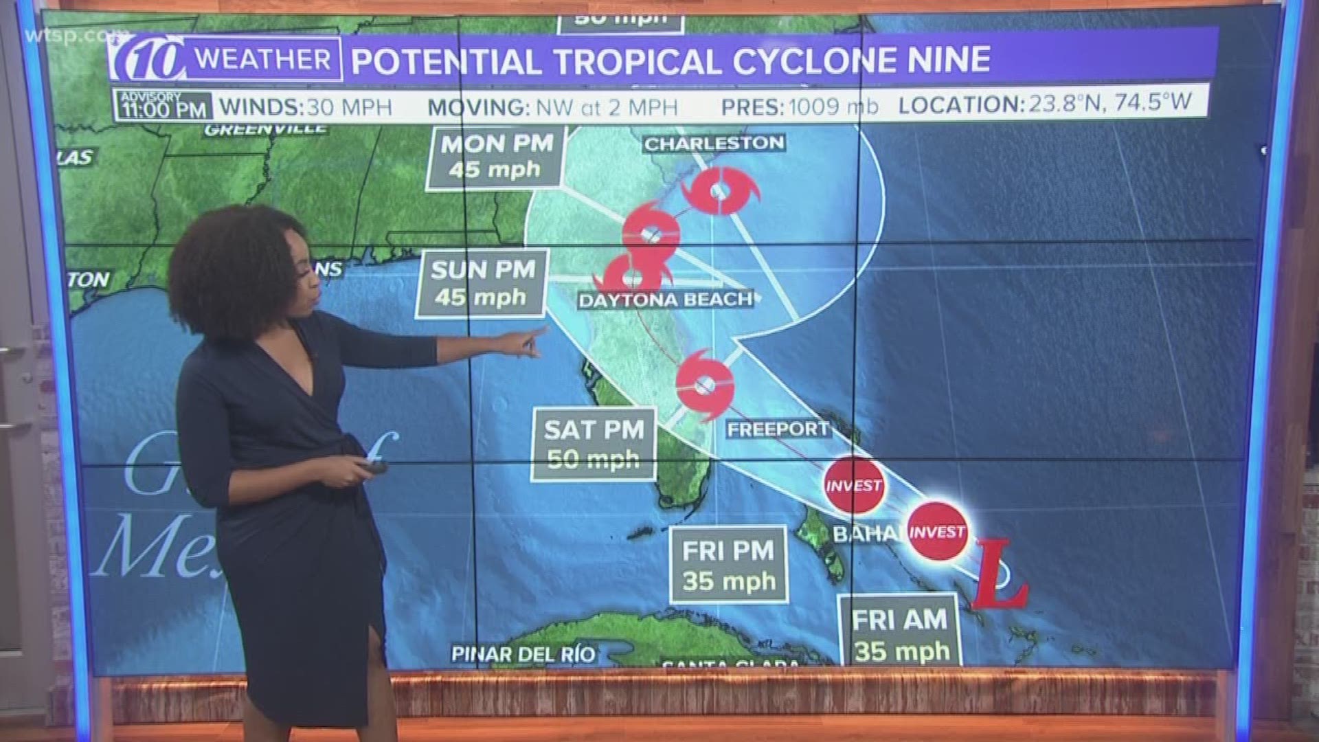 A potential tropical cyclone is taking aim at Florida and is forecast to dump heavy rain across parts of the state into the weekend.

Right now, Potential Tropical Cyclone 9 is over the Bahamas, but it's moving northwest and likely to develop into Tropical Storm Humberto soon.