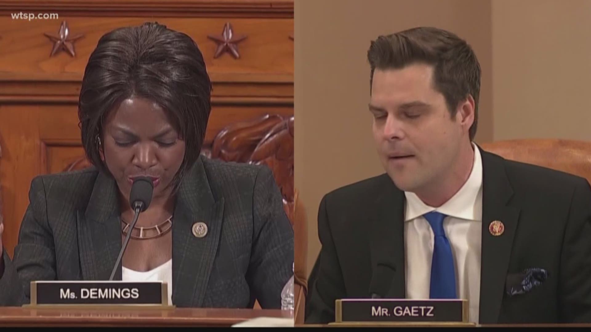 Rep. Val Demings Demings is a Democrat. Rep. Matt Gaetz is a Republican. They're both making big names for themselves in the country's largest political battle.