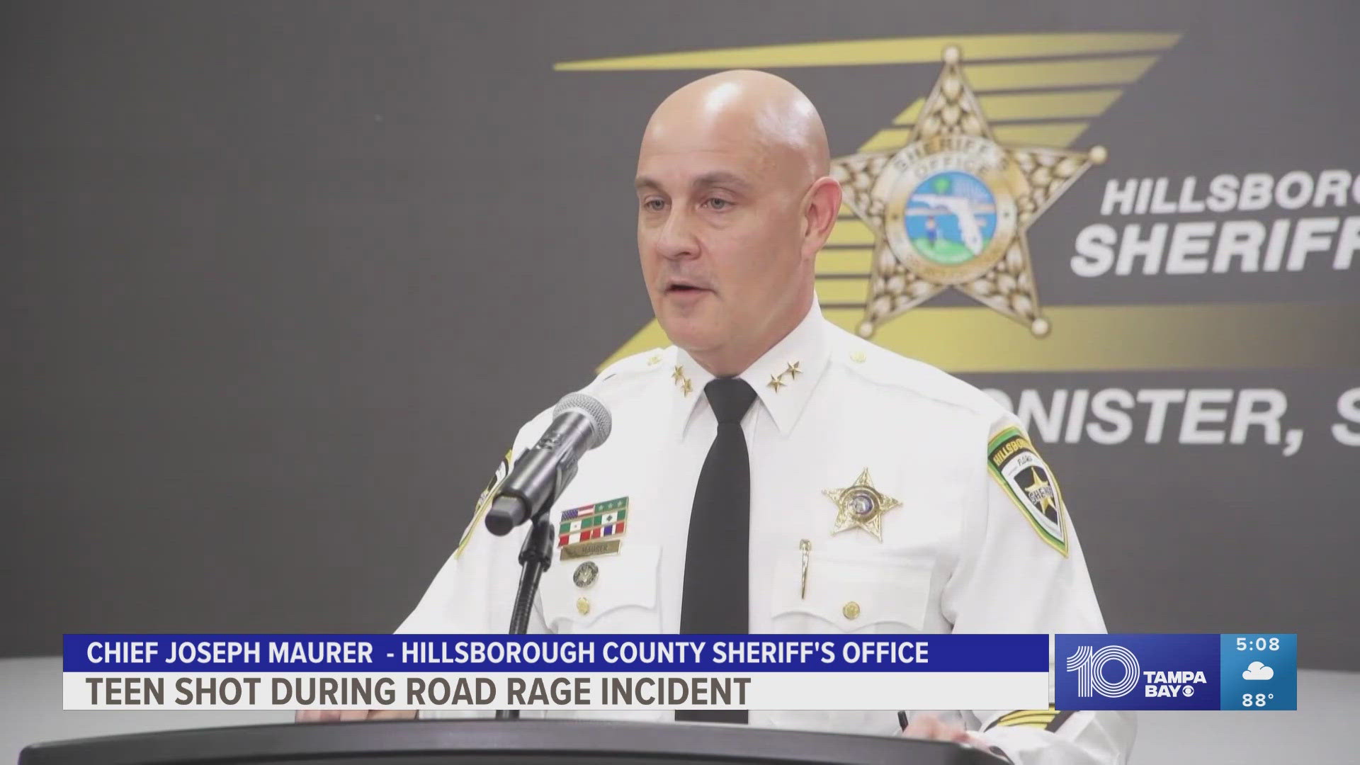 The Hillsborough County Sheriff's Office held a press conference after arresting a man accused of shooting a 16-year-old during a road rage incident in Riverview.