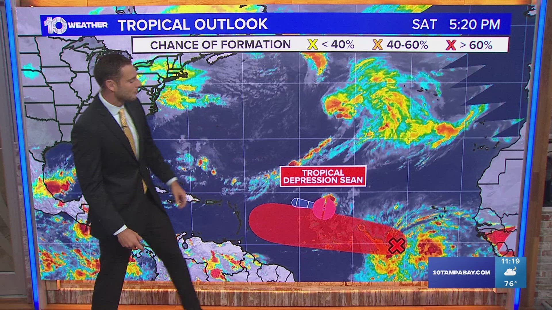 Tropical Depression Sean is weakening.