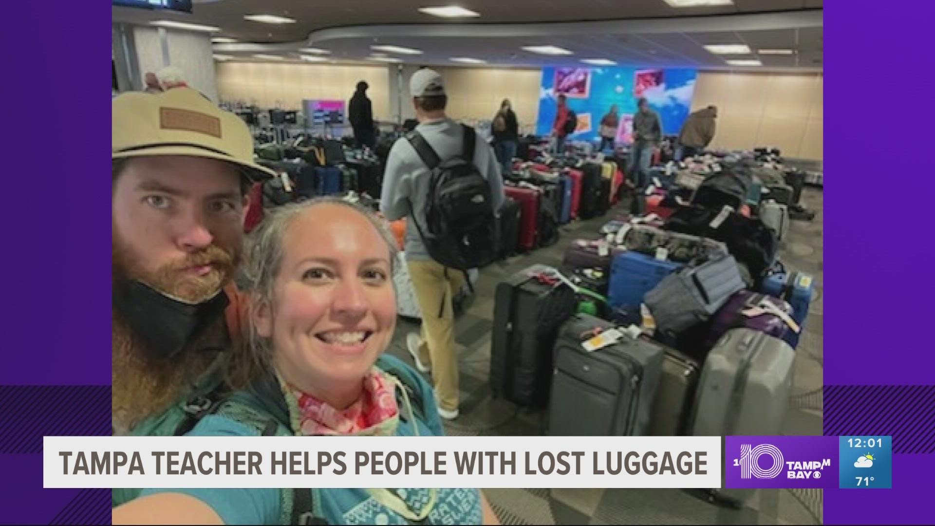 Brittany Loubier-Vervisch started looking at people's luggage tags and texting random numbers to let them know their bags had made it to TPA.