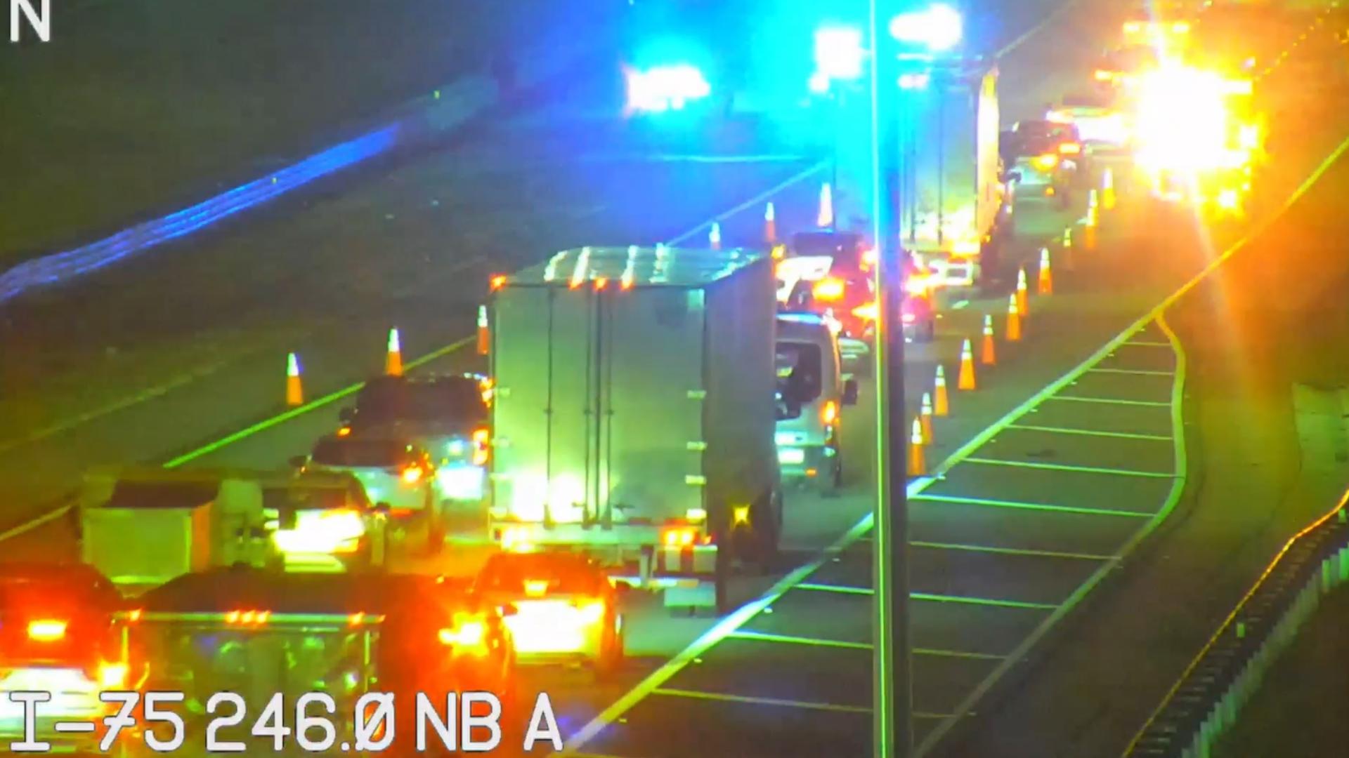 Part of southbound I-275 on the Sunshine Skyway Bridge is blocked due to a crash.