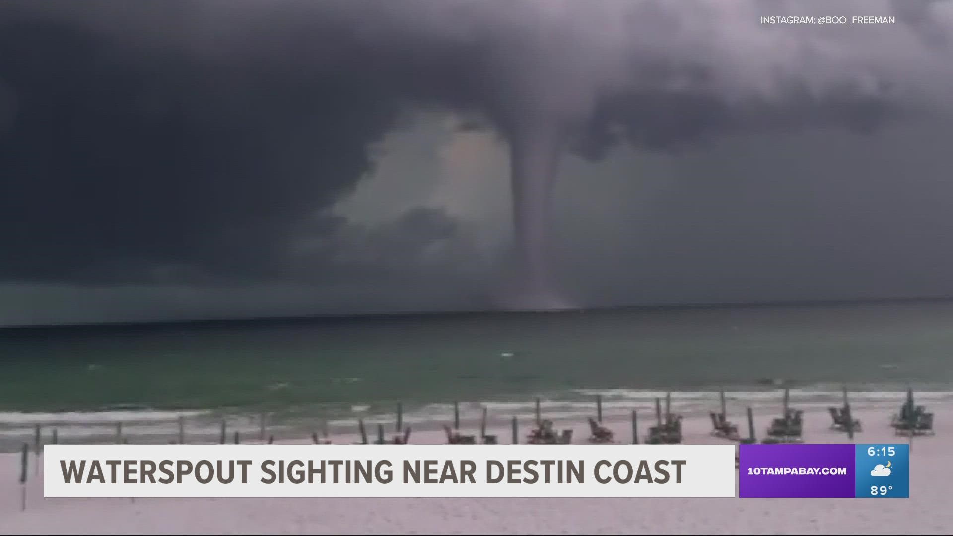 The waterspout did not move onshore.