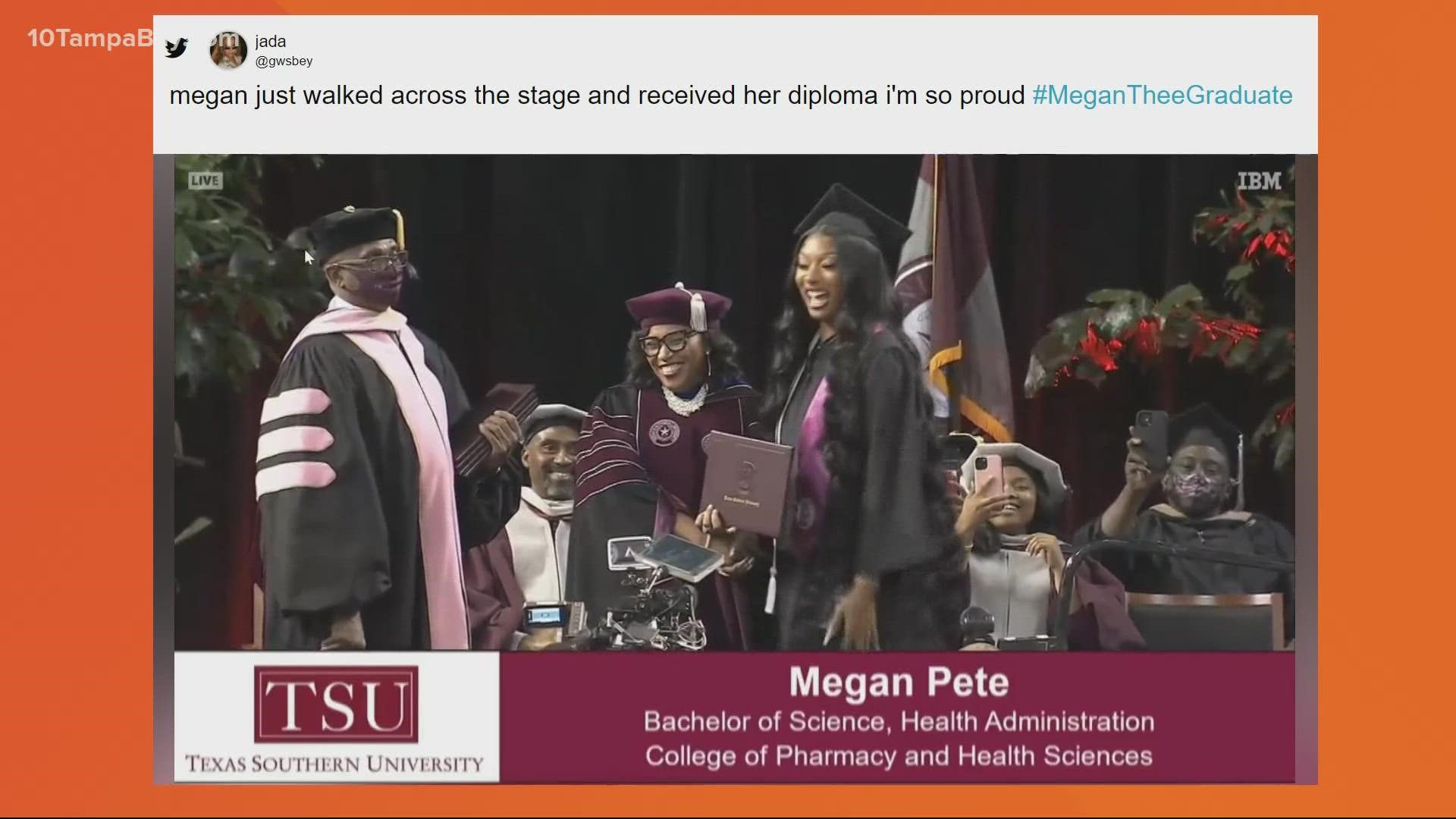The "Savage" rapper and Houston native received her bachelor's degree in health administration Saturday.