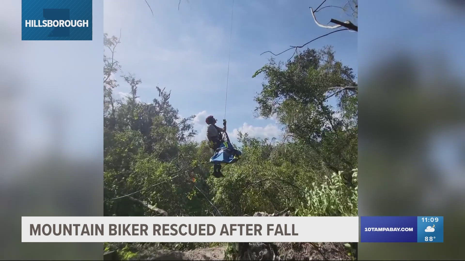 Firefighters used a helicopter from the Hillsborough County Sheriff's Office to help with the rescue.