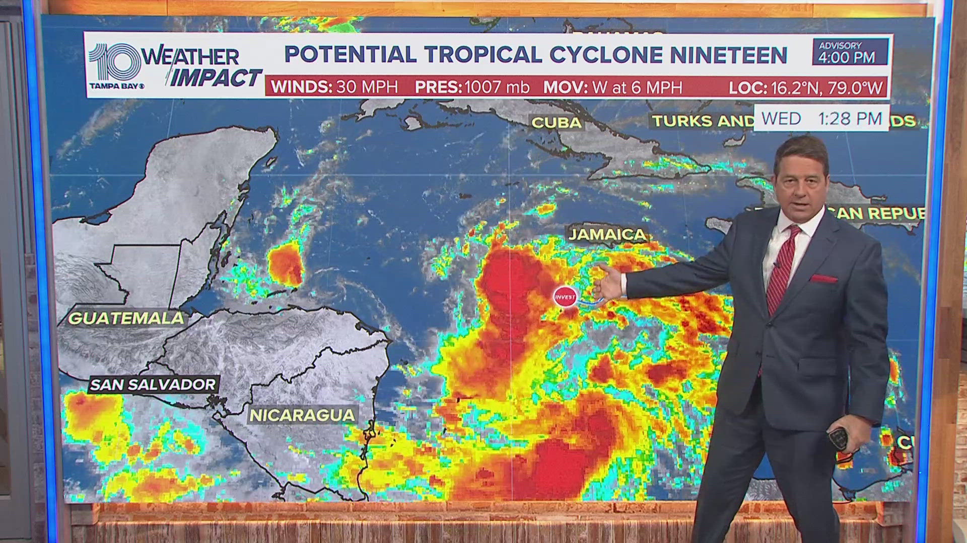 The system is forecast to become Tropical Storm Sara by Thursday afternoon.