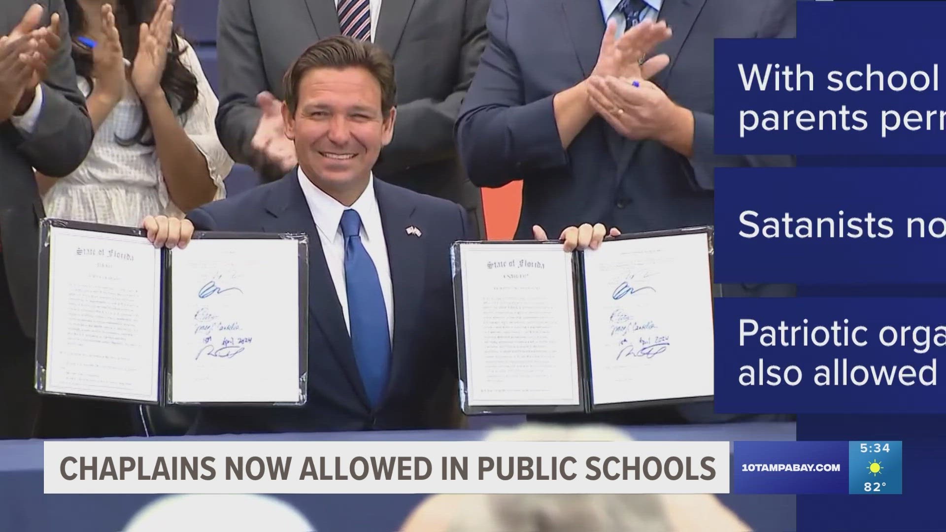 Gov. Ron DeSantis addressed concerns that the law would allow Satanists in schools.