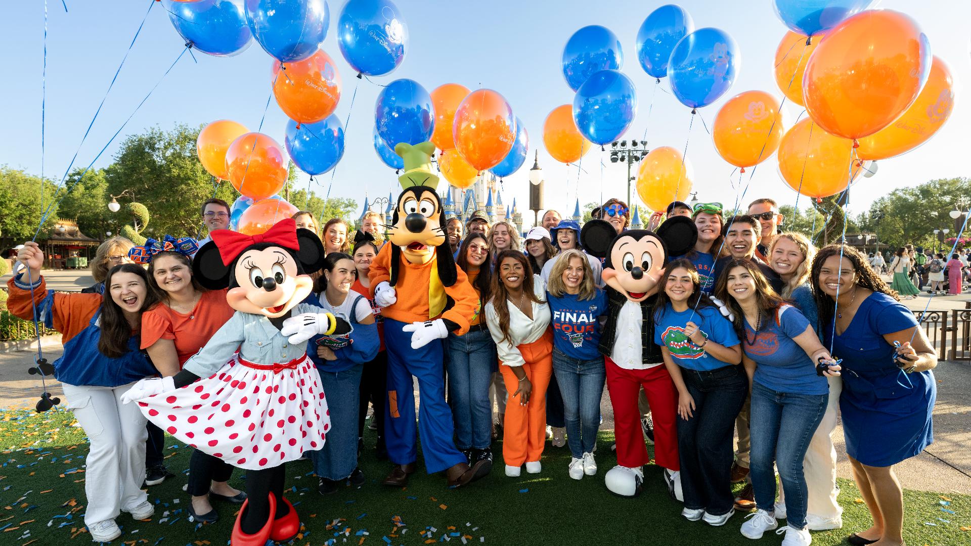 Cast members were joined by a few iconic characters to congratulate the Gators' basketball team on their "magical season."