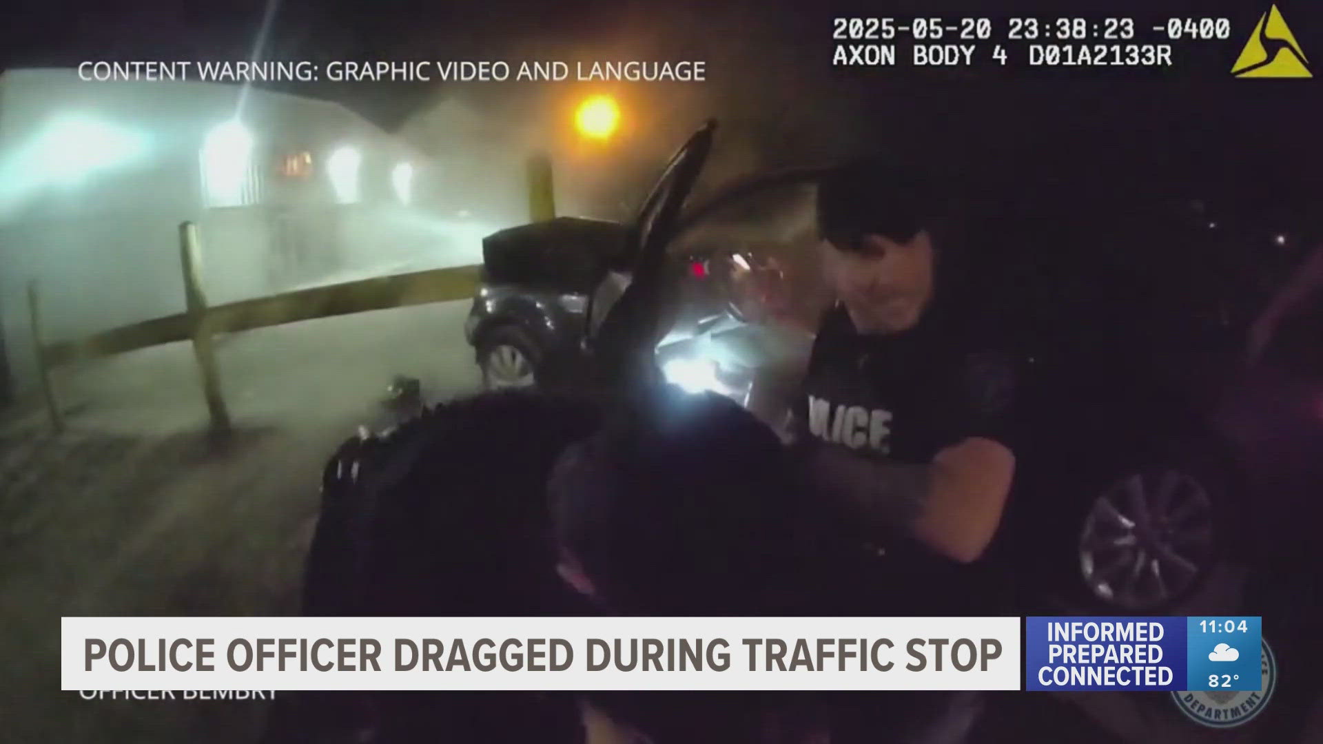 The 19-year-old driver can be heard shouting, "Stop, you're killing me! You're killing me!" as the officer attempted to put the car in park. 