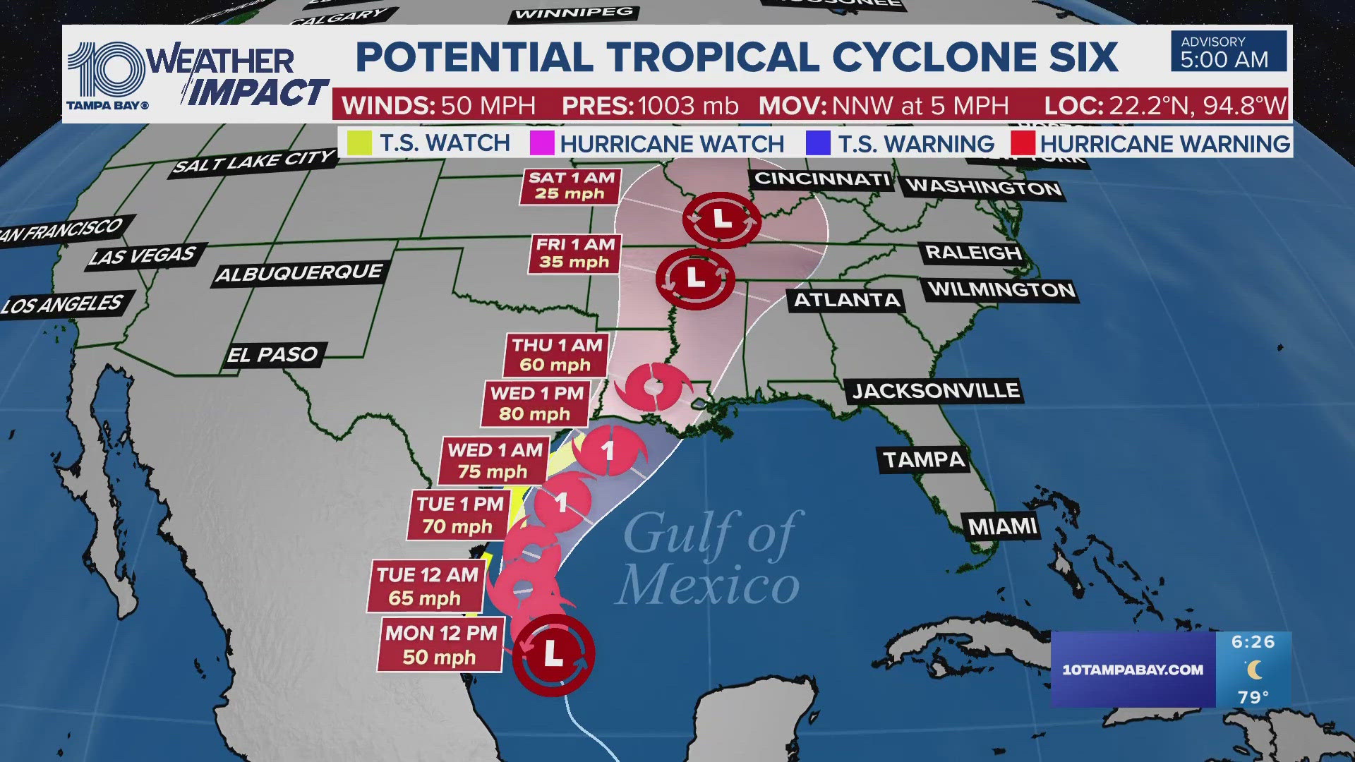 Potential Tropical Cyclone Six is expected to become a tropical storm on Monday, the National Hurricane Center said in its latest update.