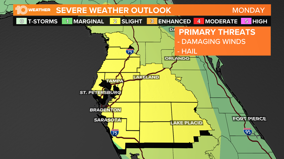 Tampa Bay Area Forecast: What's Monday's Chance For Storms? 