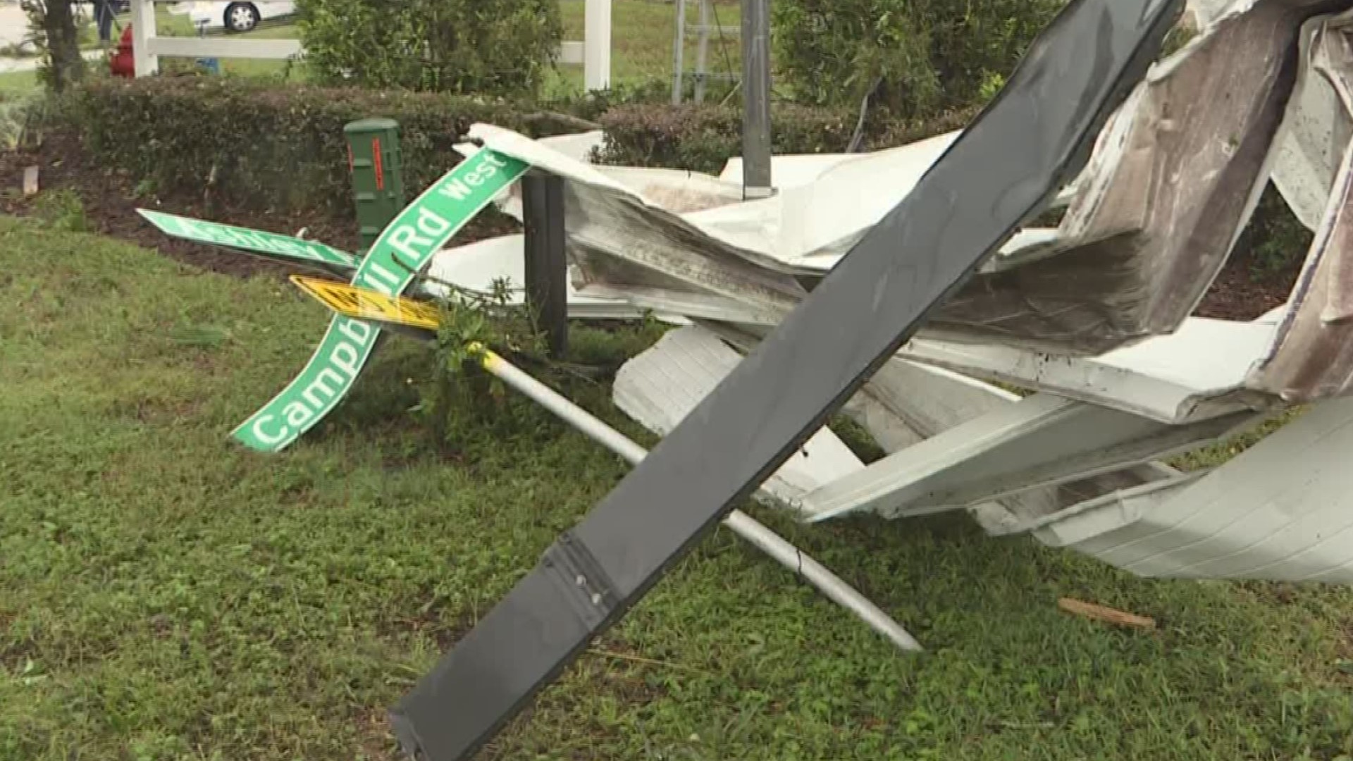 The aftermath of the tornado that hit Polk County, Florida Friday night could be seen everywhere along West Campbell Road.