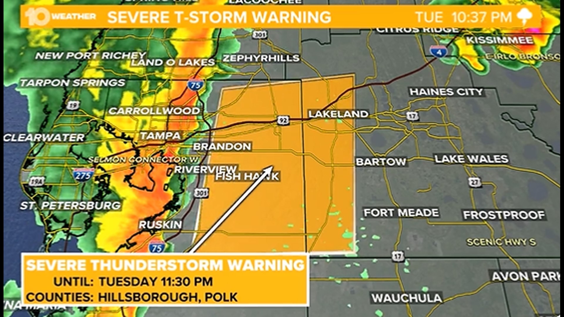 Severe Thunderstorm Warning Expires For Hillsborough, Polk Cos | Wtspcom